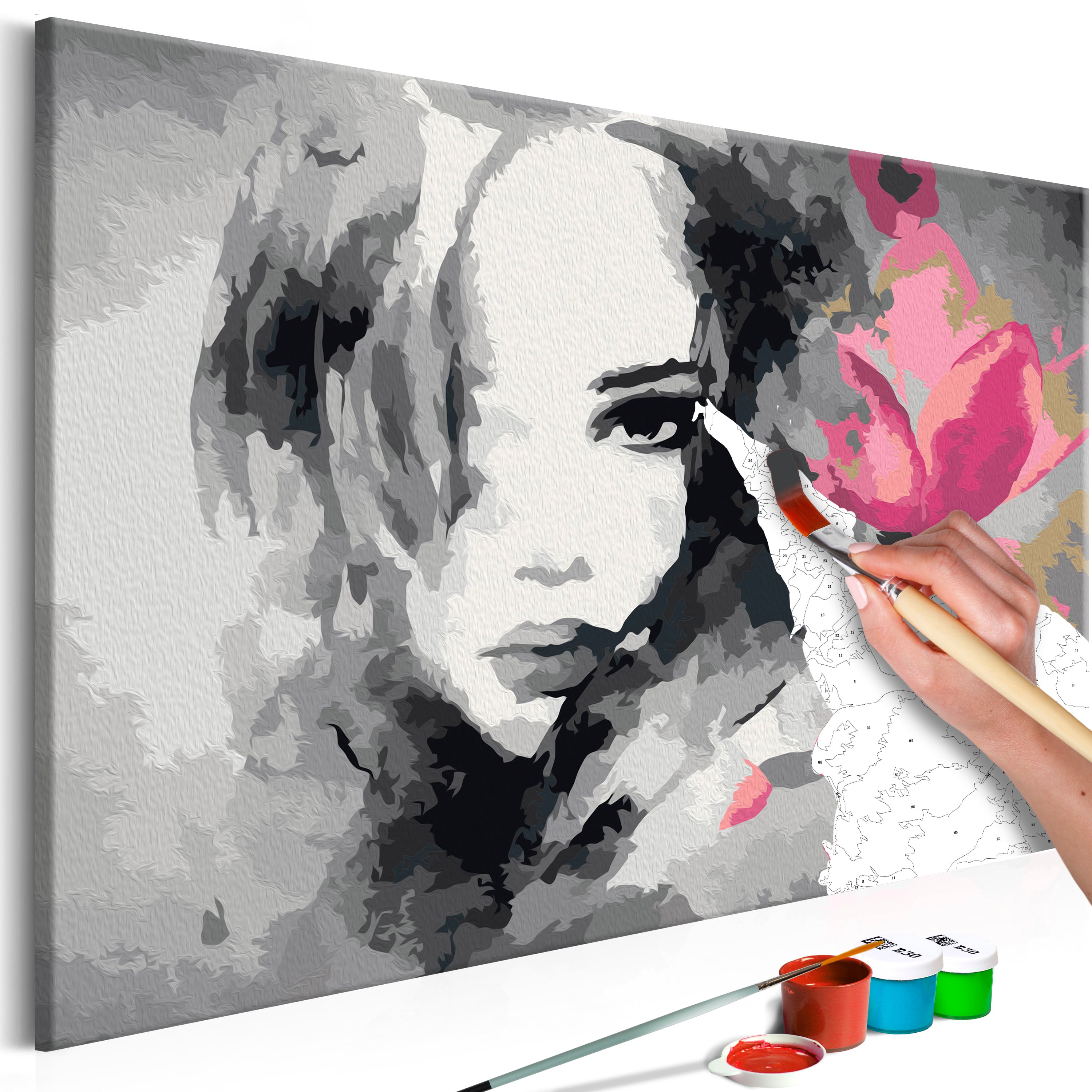 Paint By Numbers Kit - Portrait With A Pink Flower