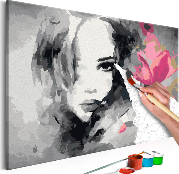 Paint By Numbers Kit - Portrait With A Pink Flower