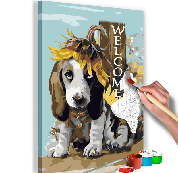 Paint By Numbers Kit - Dog and Sunflowers