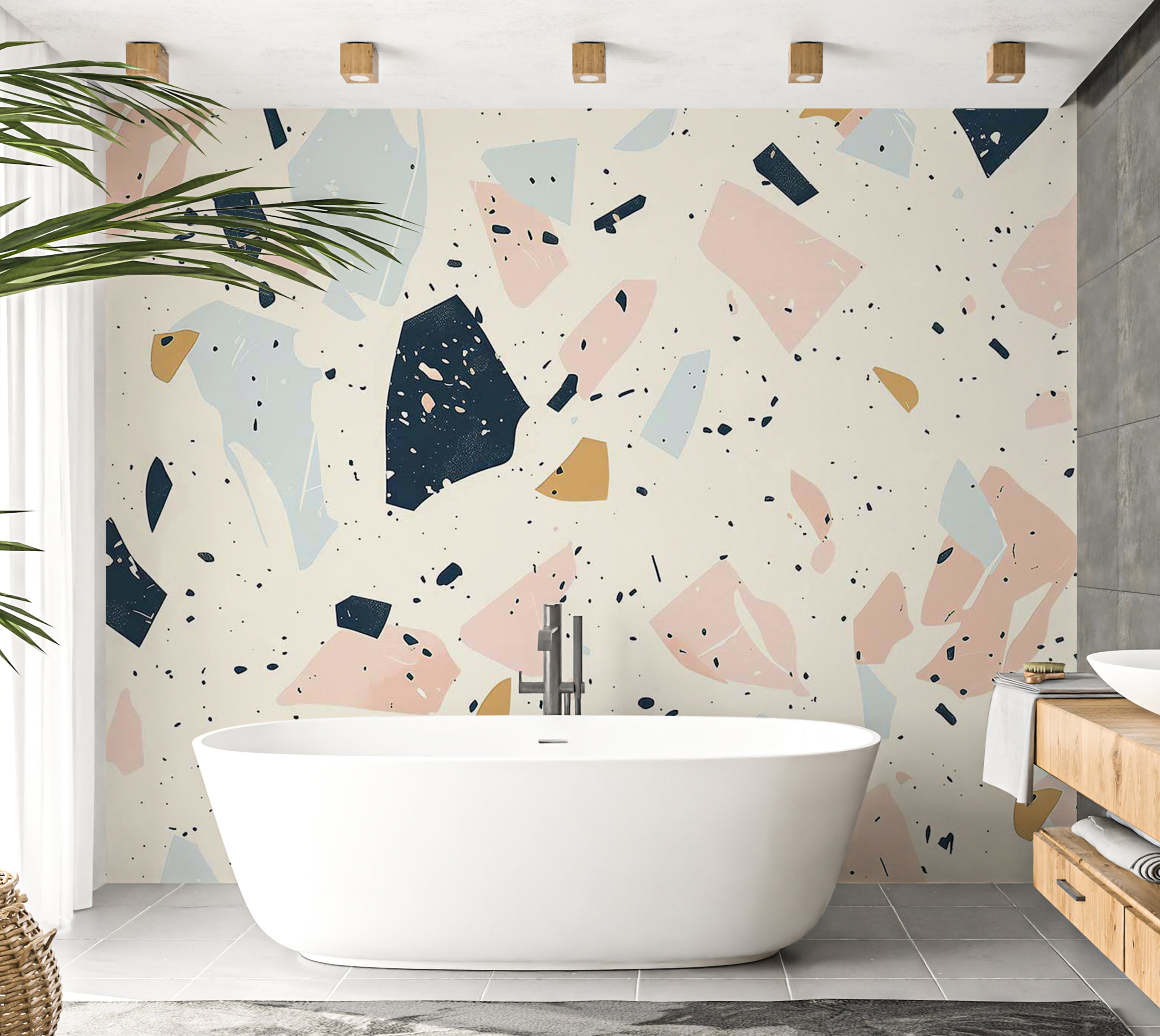 Peel & Stick Wall Mural - Terrazzo With Large Stones 38"Wx27"H