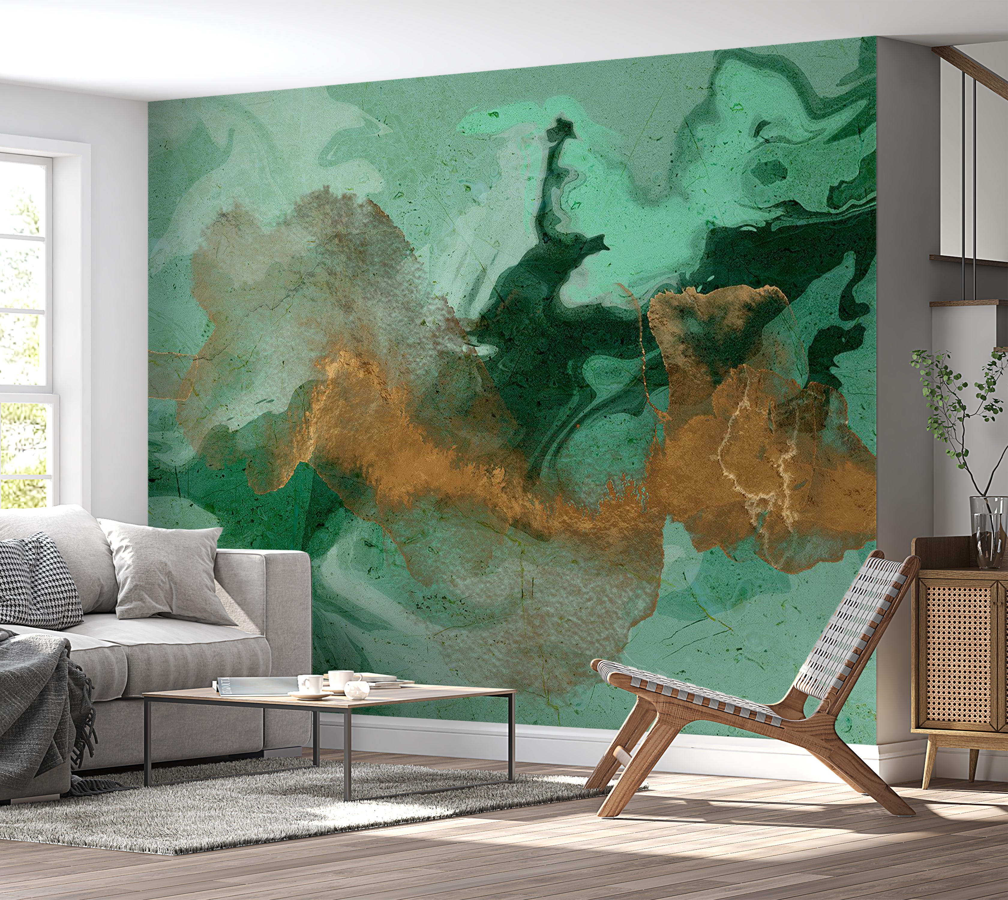 Abstract Wallpaper Wall Mural - Malachite Play 39"Wx27"H / Standard