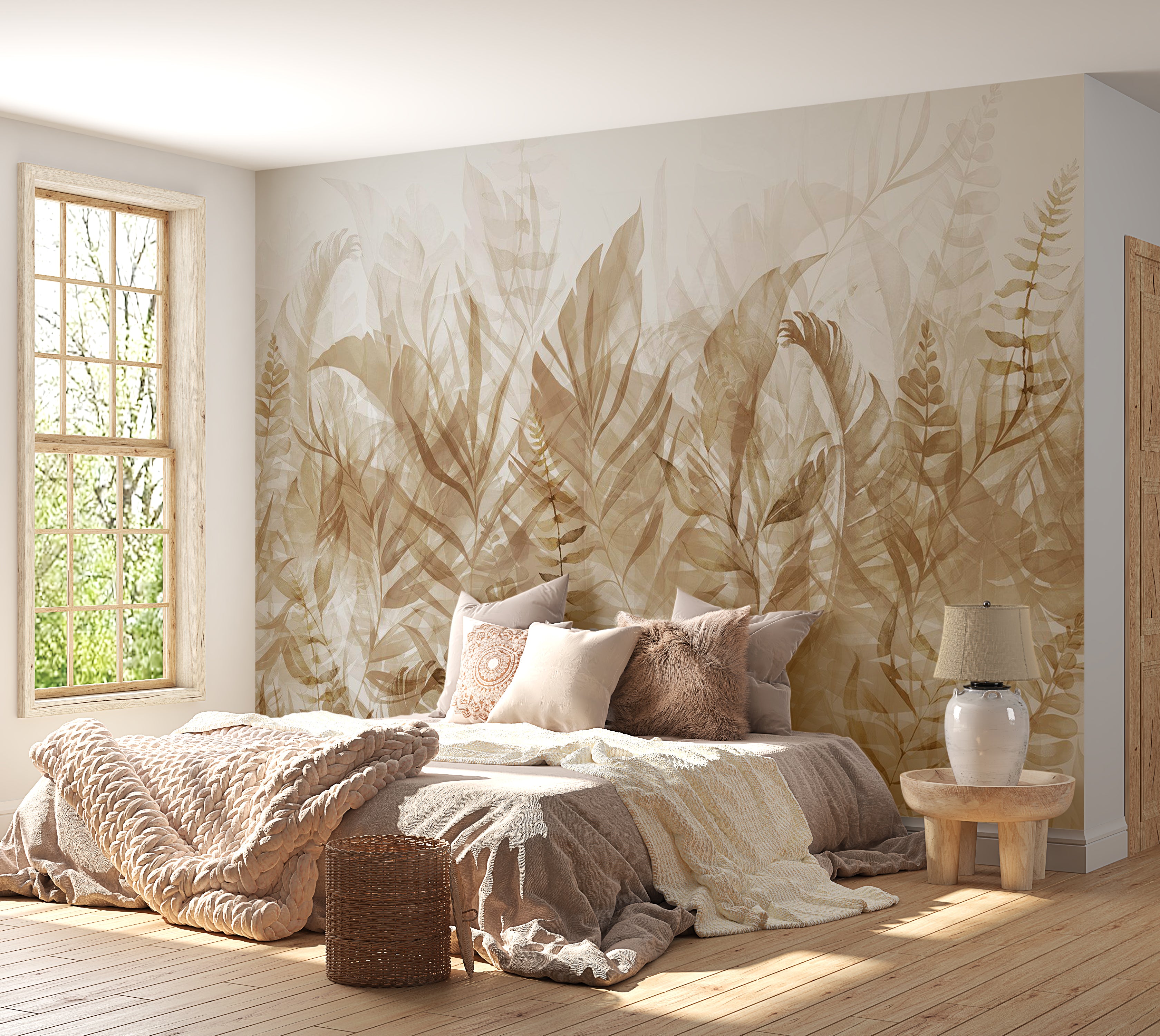 Botanical Wallpaper Wall Mural - Magic Grove Brown 39"Wx27"H / Standard