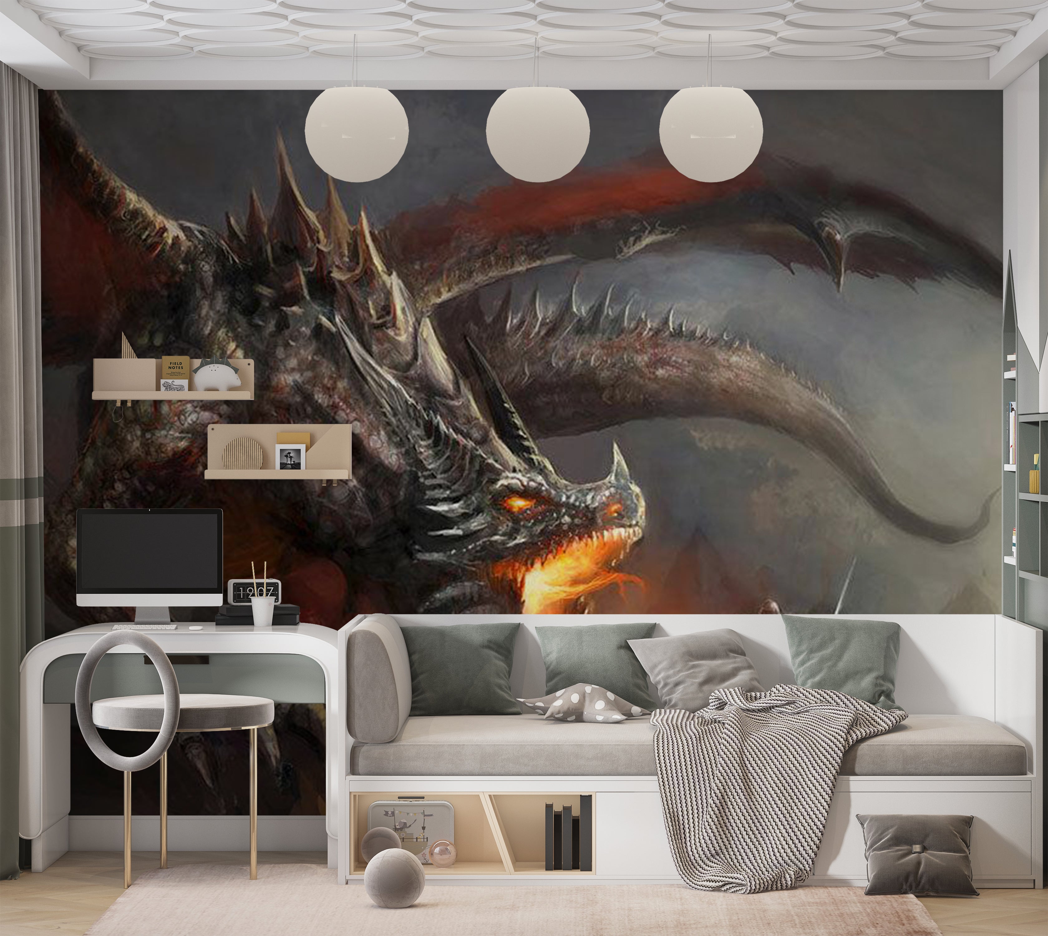 Fiction Wallpaper Wall Mural - Dragon Fire 39"Wx27"H / Standard