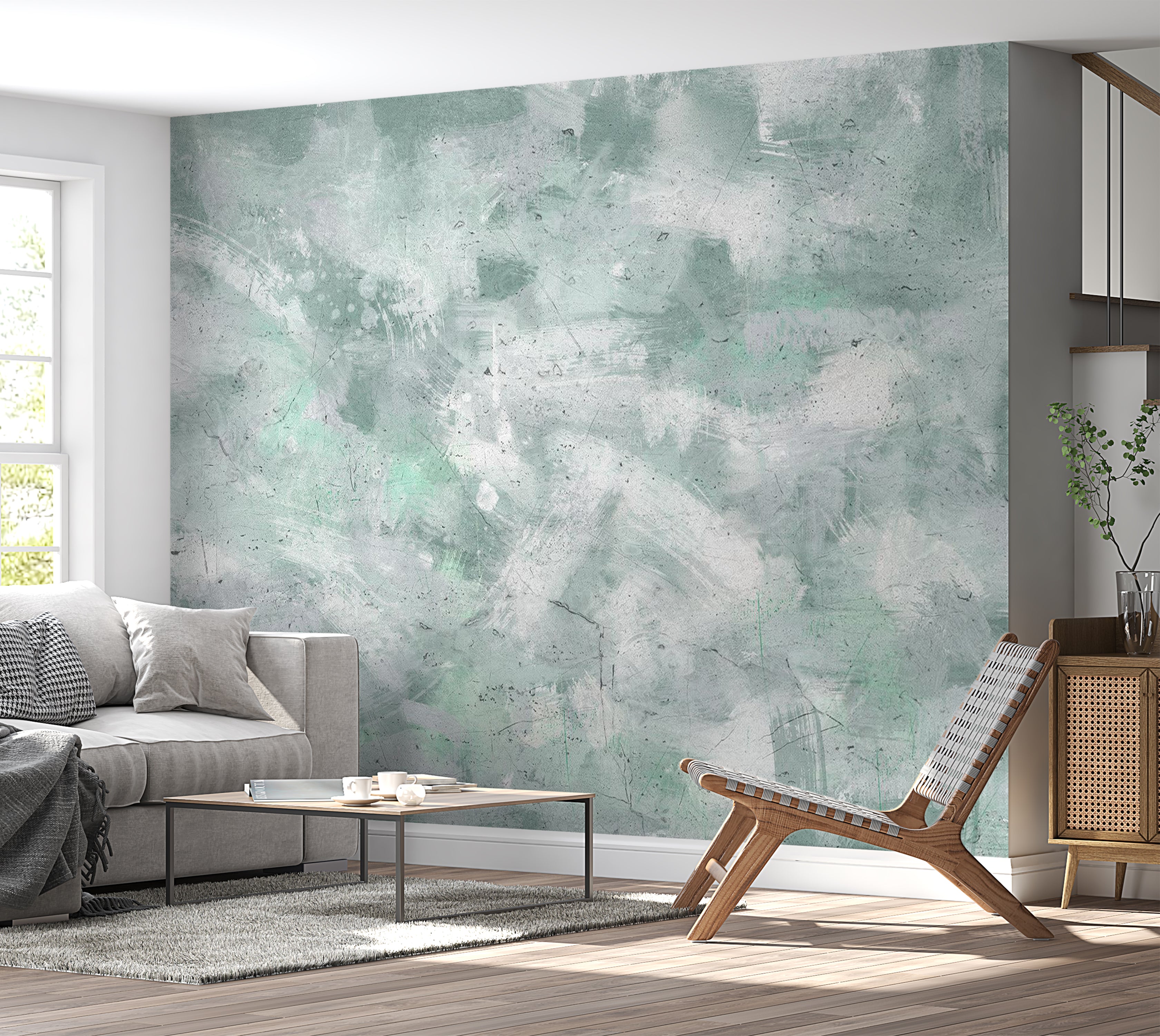 Abstract Wallpaper Wall Mural - Mint Impression 39"Wx27"H / Standard