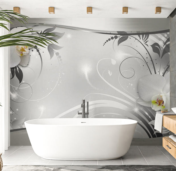 Peel & Stick Glam Wall Mural - Silver Abstract 38"Wx27"H