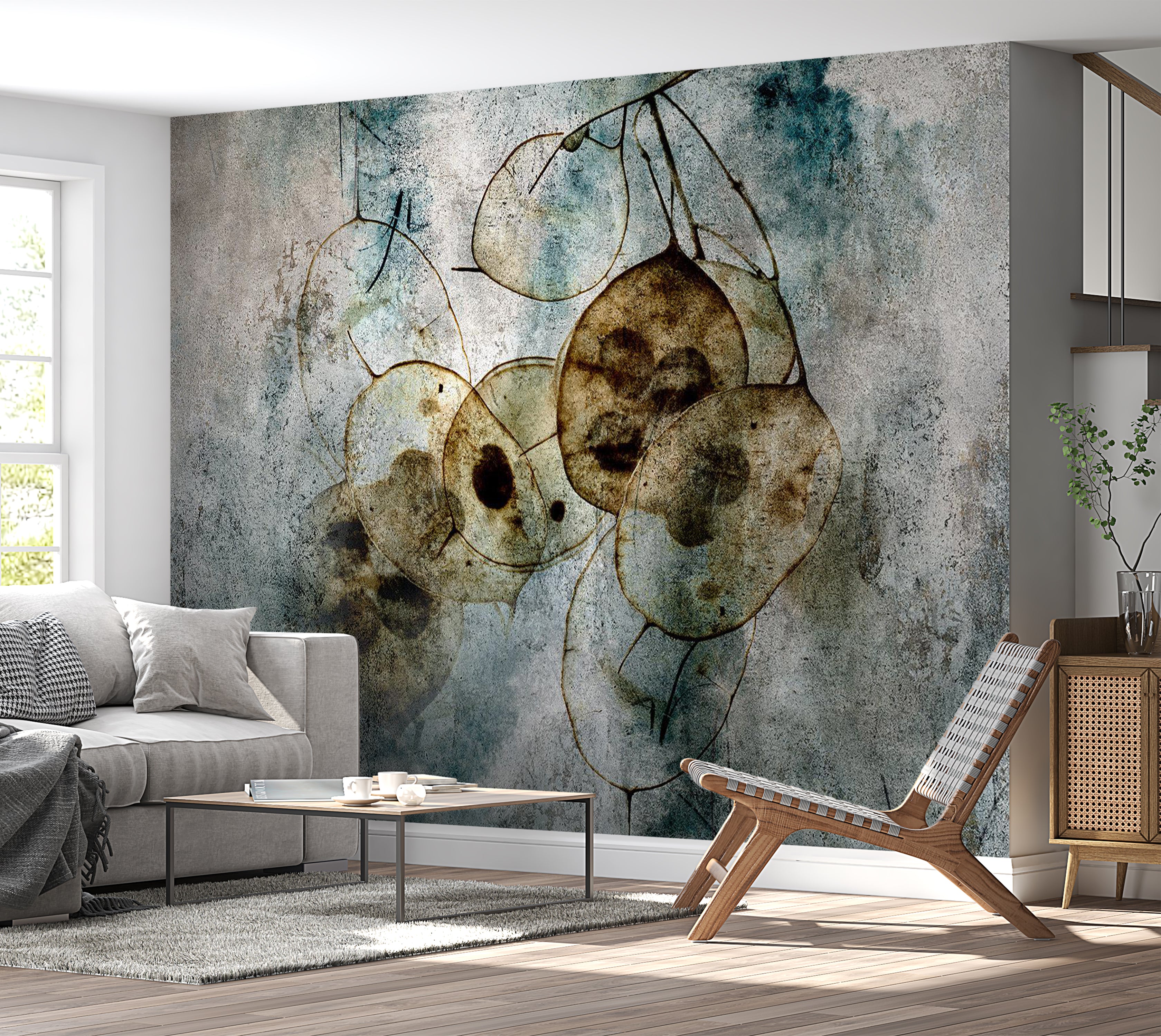 Abstract Wallpaper Wall Mural - Nature and Lunaria 39"Wx27"H / Standard