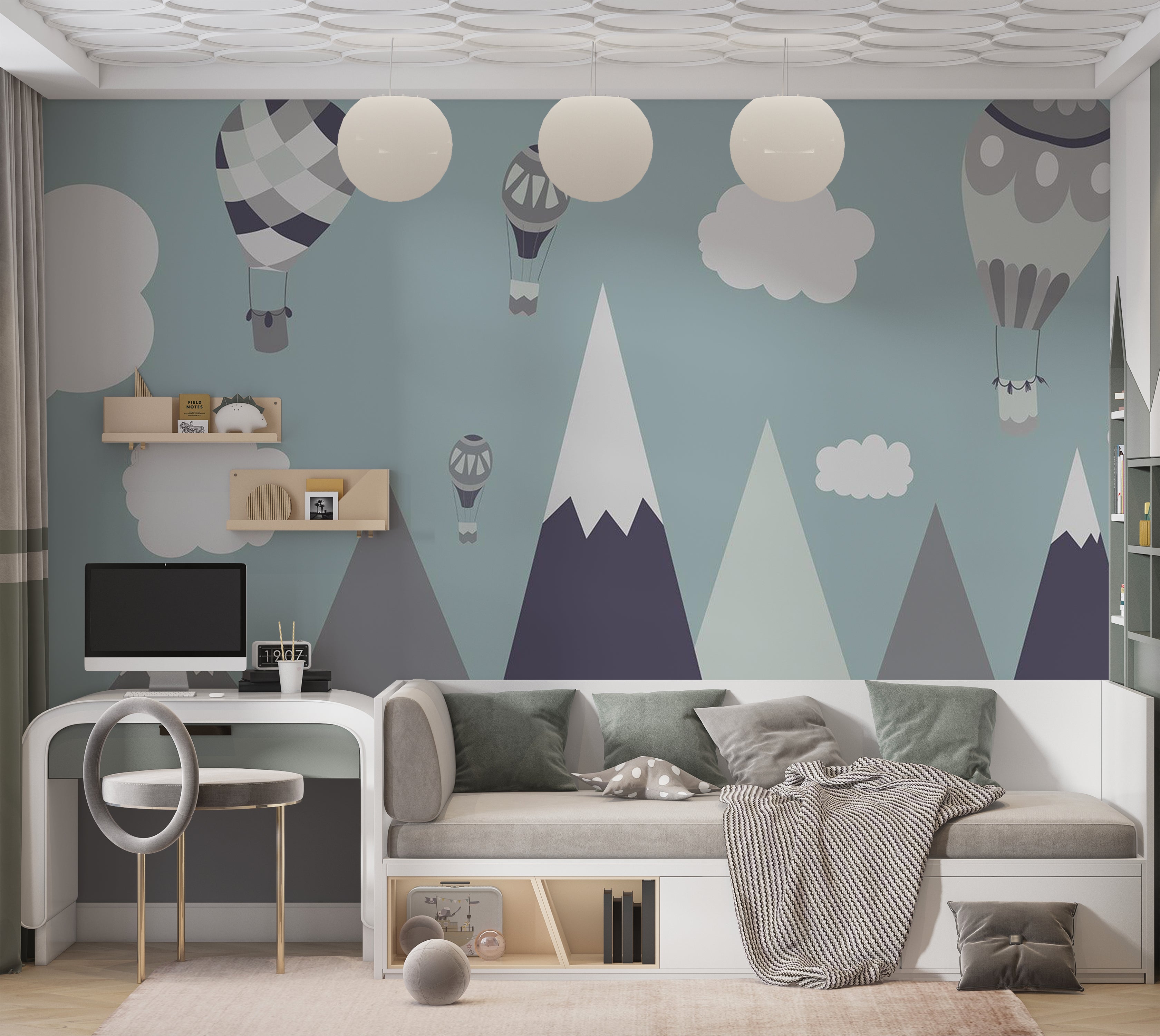 Kids Wallpaper Wall Mural - Balloon Land 39"Wx27"H / Standard