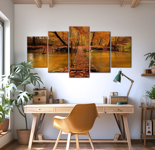 Stretched Canvas Landscape Art - Redness Of Autumn 40"Wx20"H