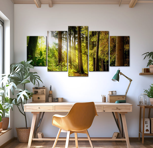 Stretched Canvas Landscape Art - Morning Song 5 Piece 40"Wx20"H