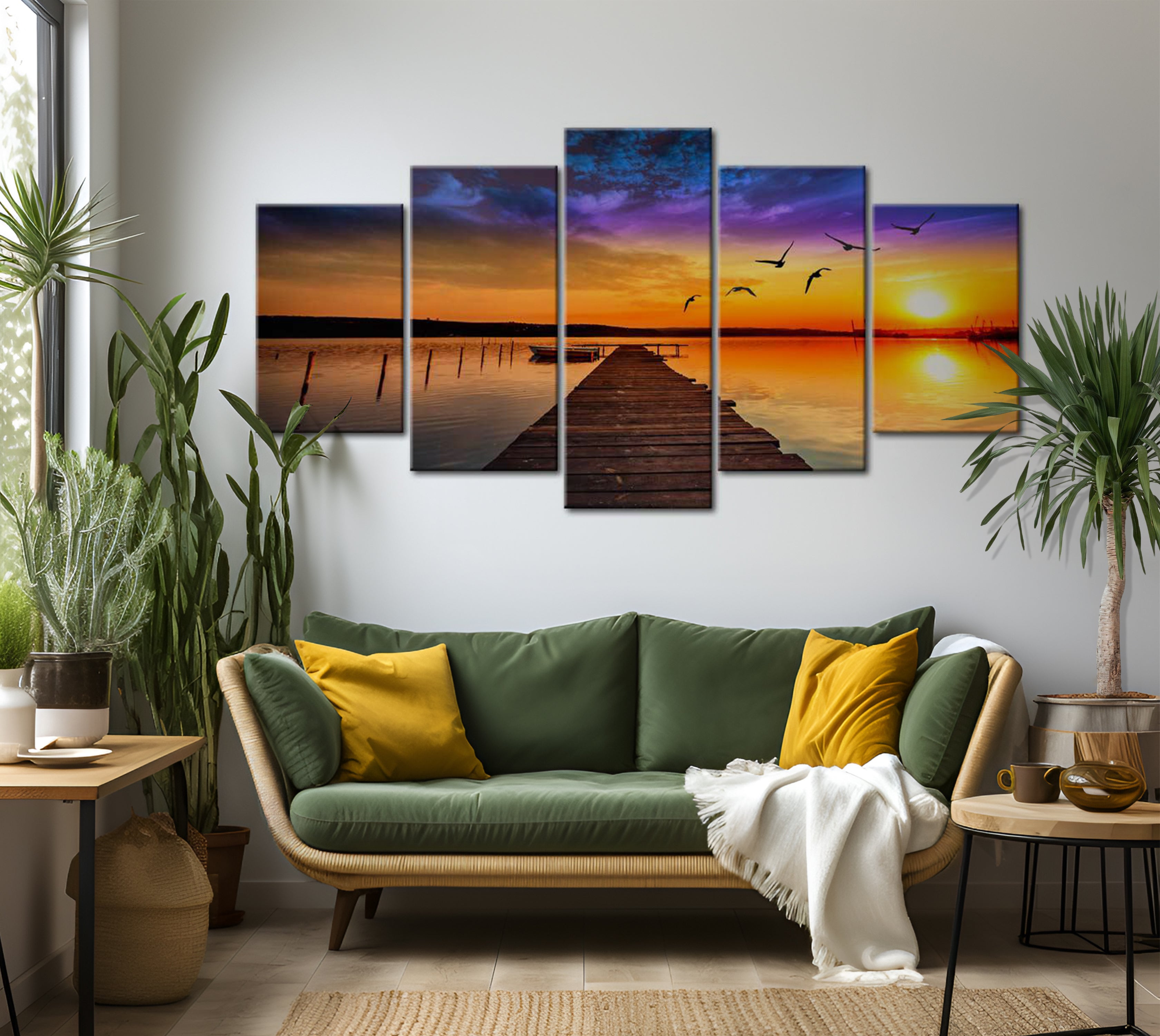 Stretched Canvas Landscape Art - Romantic Lake 40"Wx20"H