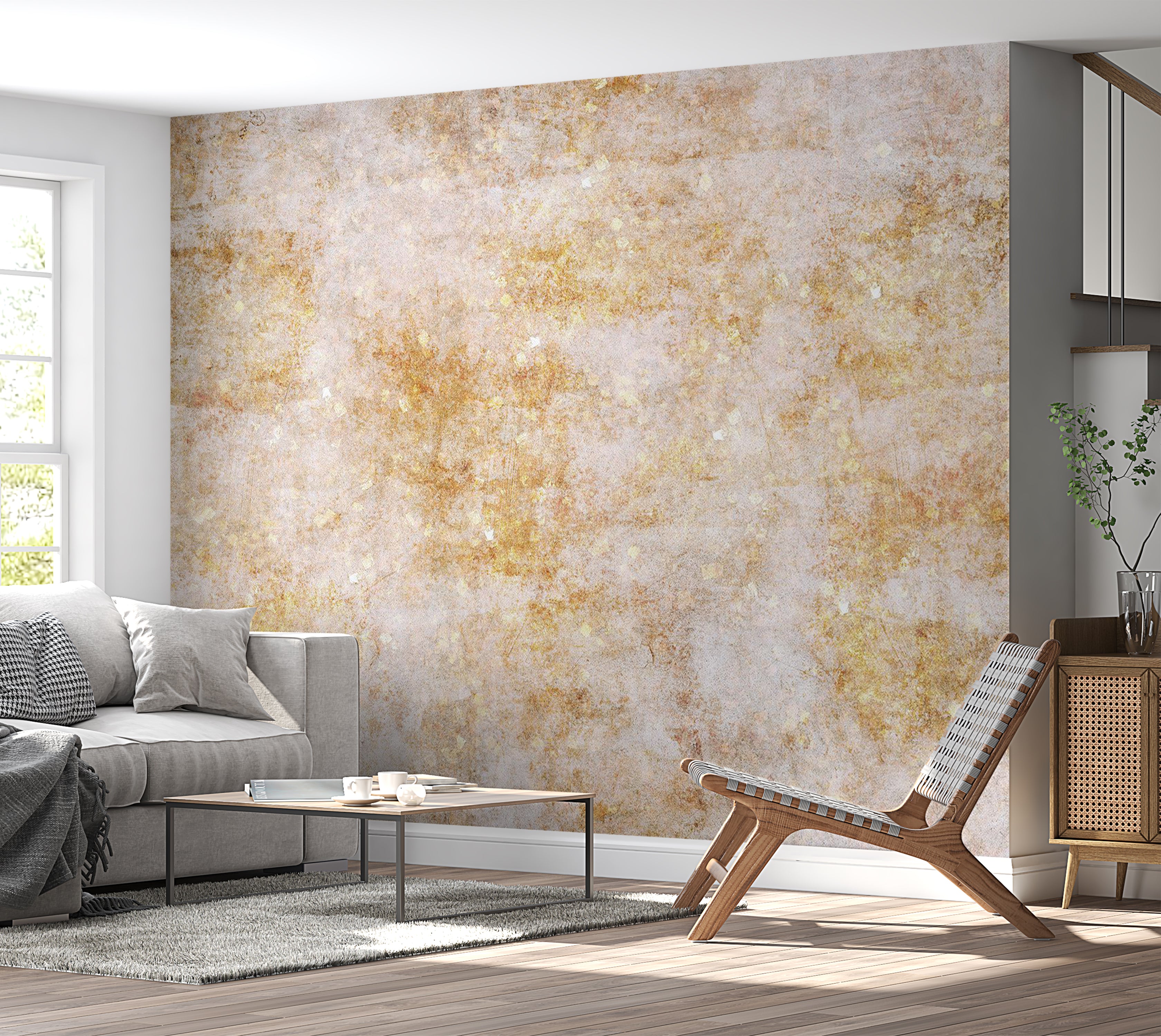 Abstract Wallpaper Wall Mural - Orange Structure 39"Wx27"H / Standard