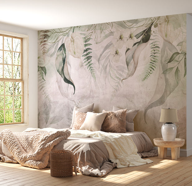 Botanical Wallpaper Wall Mural - Morning Exotic 39"Wx27"H / Standard