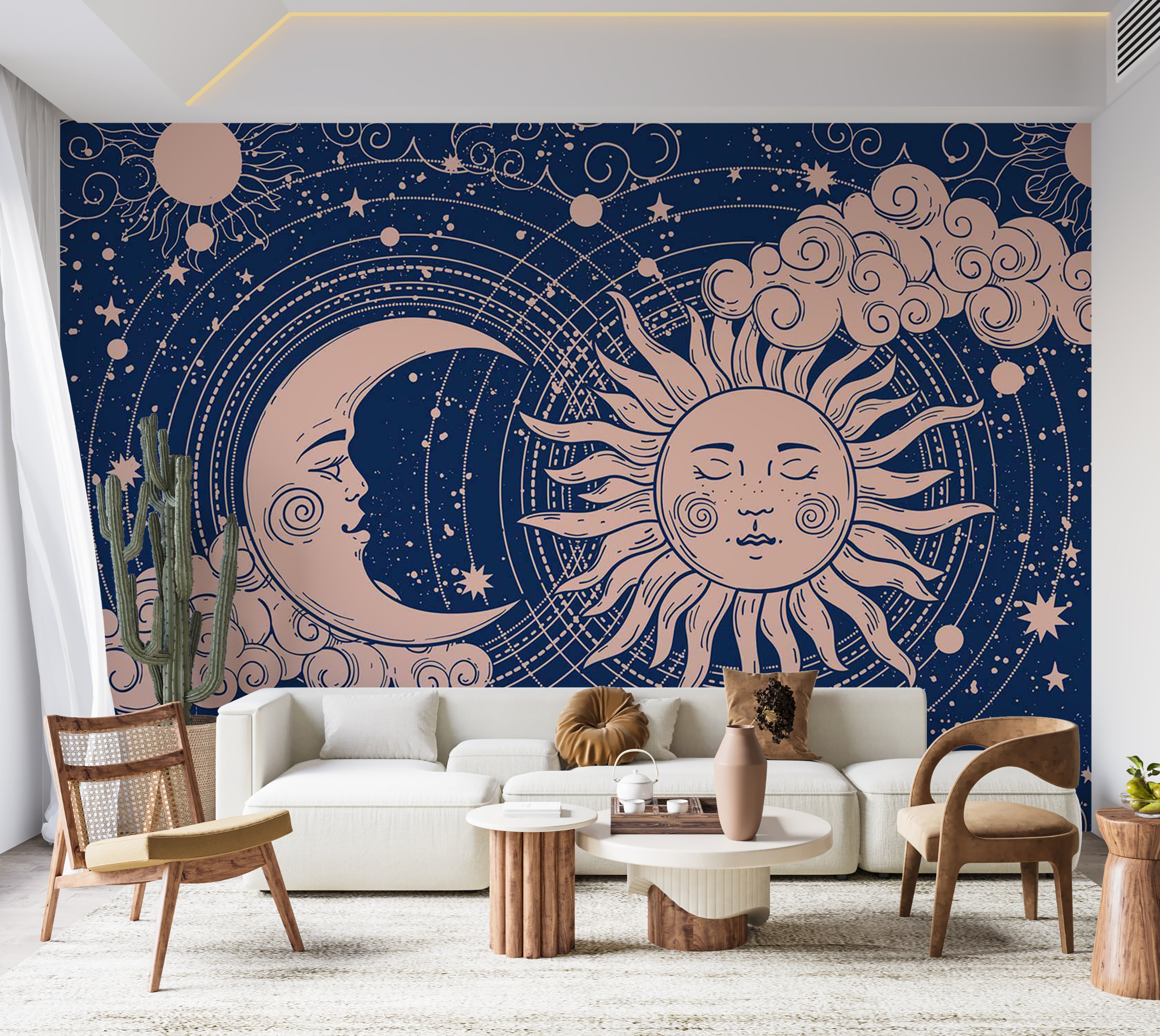 Peel & Stick Spiritual Wall Mural - Cosmic Harmony 38"Wx27"H