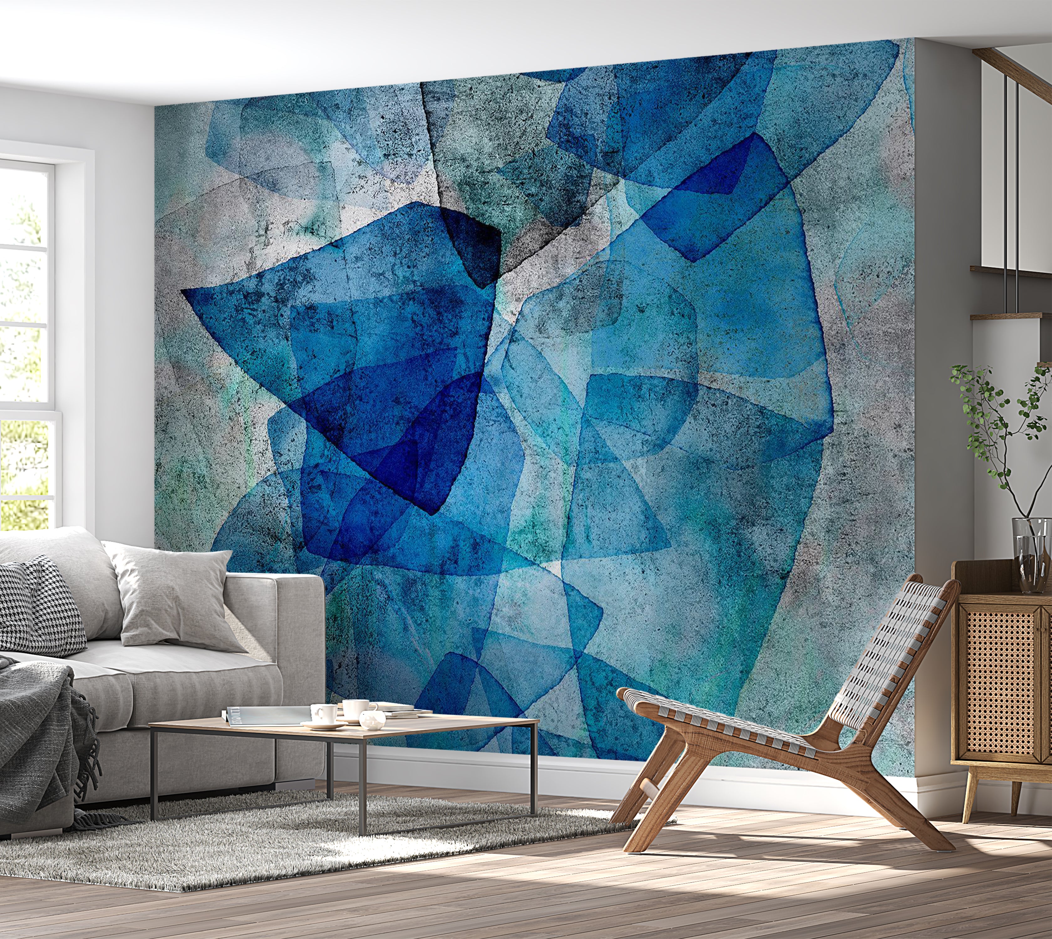 Abstract Wallpaper Wall Mural - Sapphire Mosaic 39"Wx27"H / Standard