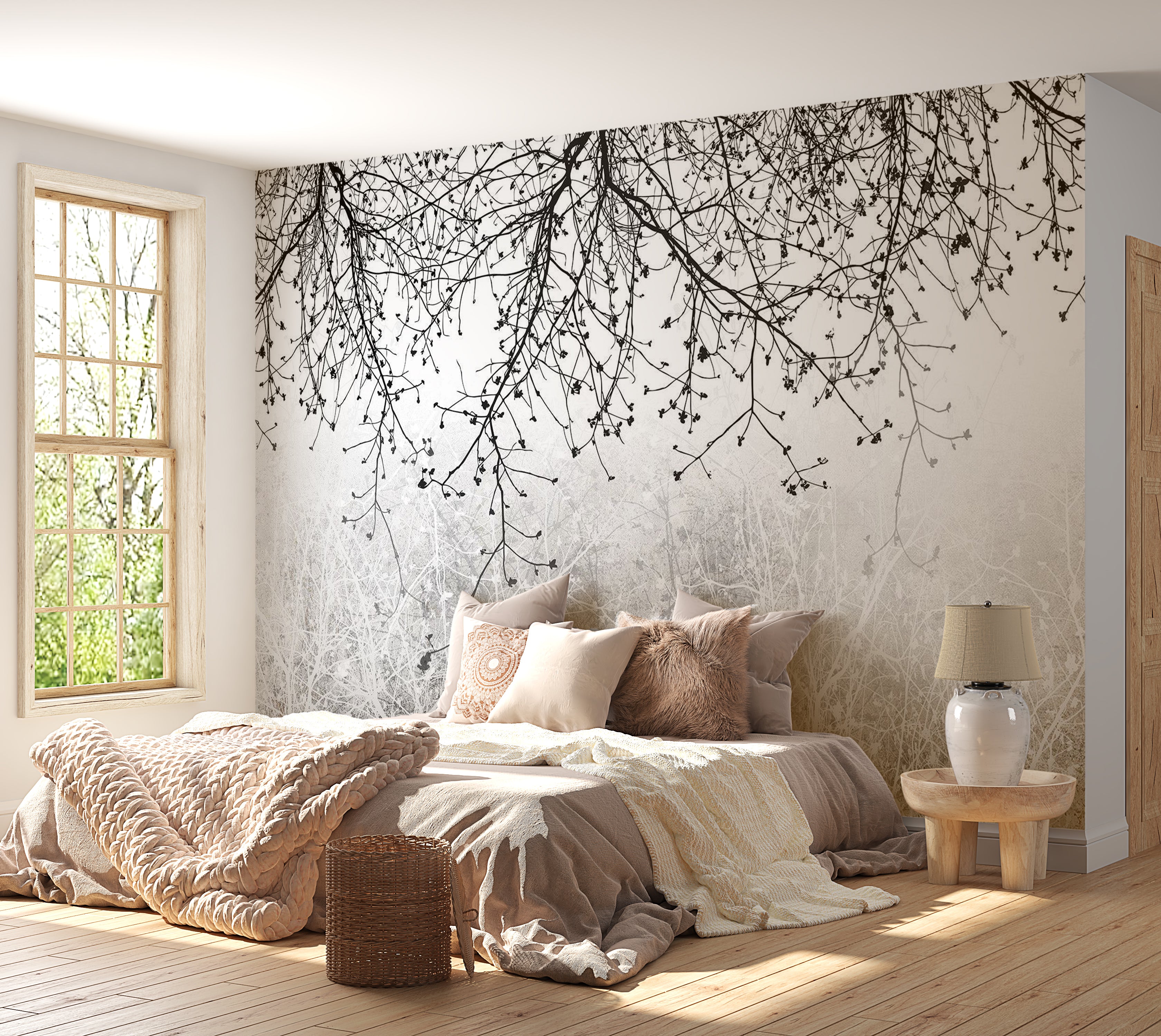 Botanical Wallpaper Wall Mural - Natural Brightness 39"Wx27"H / Standard