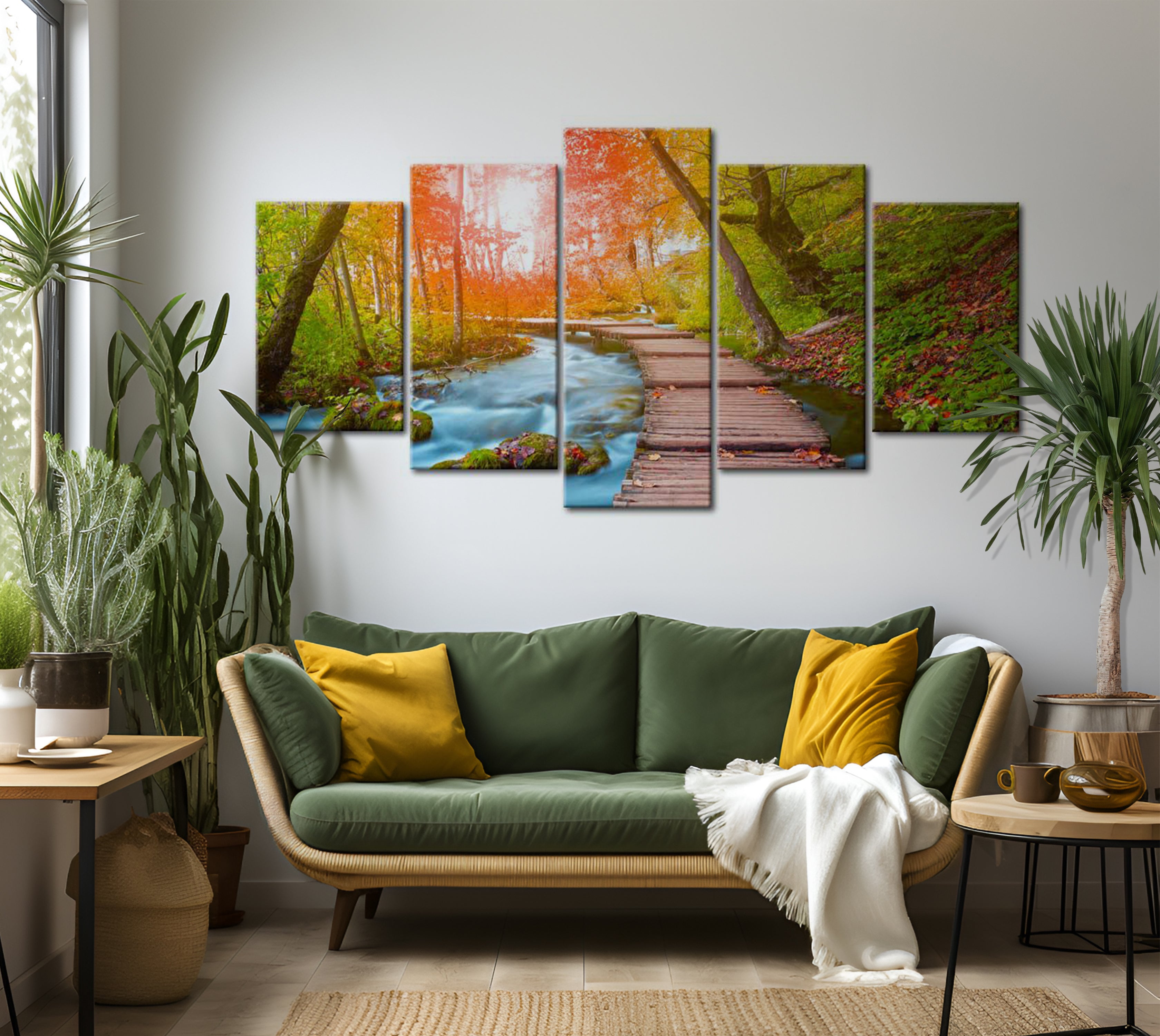 Stretched Canvas Landscape Art - By The Riverside 40"Wx20"H