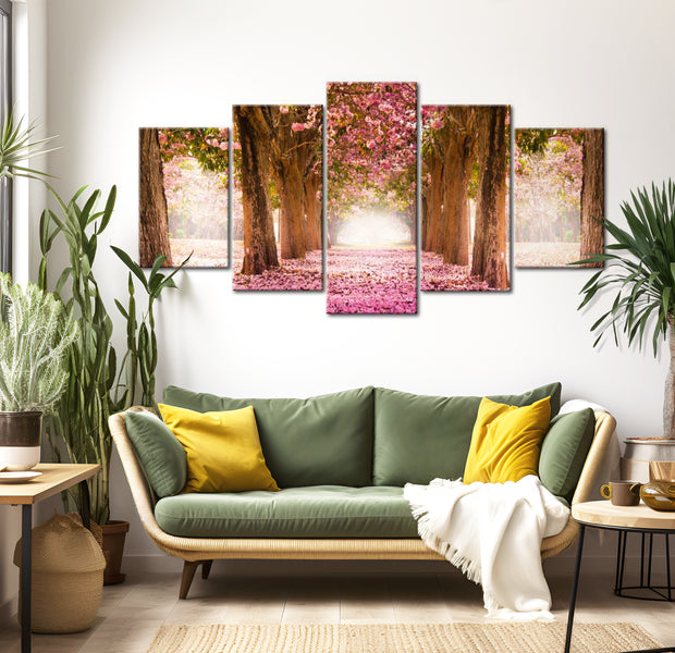 Stretched Canvas Landscape Art - Pink Alley 40"Wx20"H