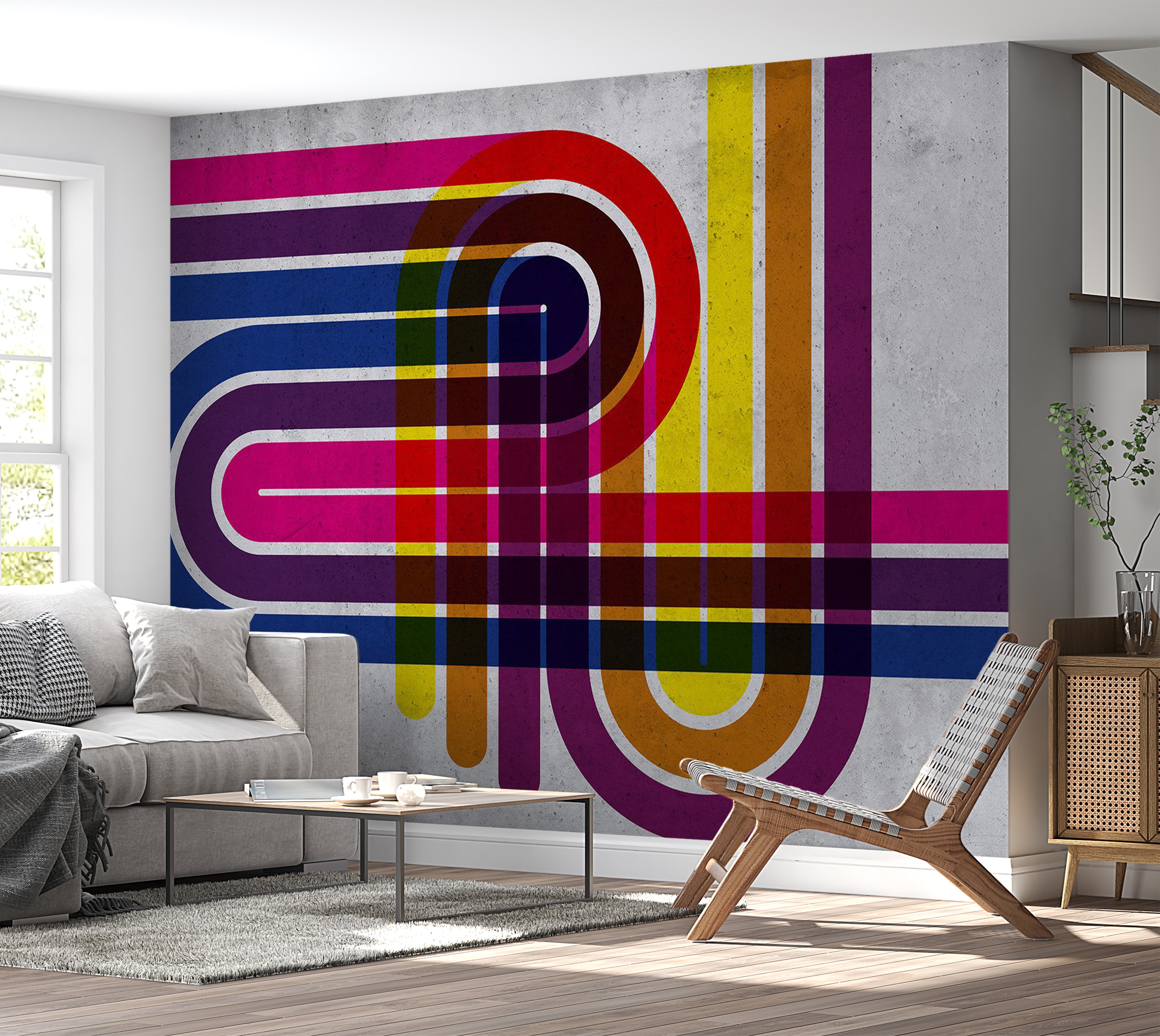 Abstract Wallpaper Wall Mural - Technicolor 39"Wx27"H / Standard