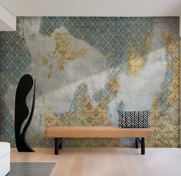 Background & Patterns Wallpaper Wall Mural - Old Mosaic Tile Wall 118"Wx90"H