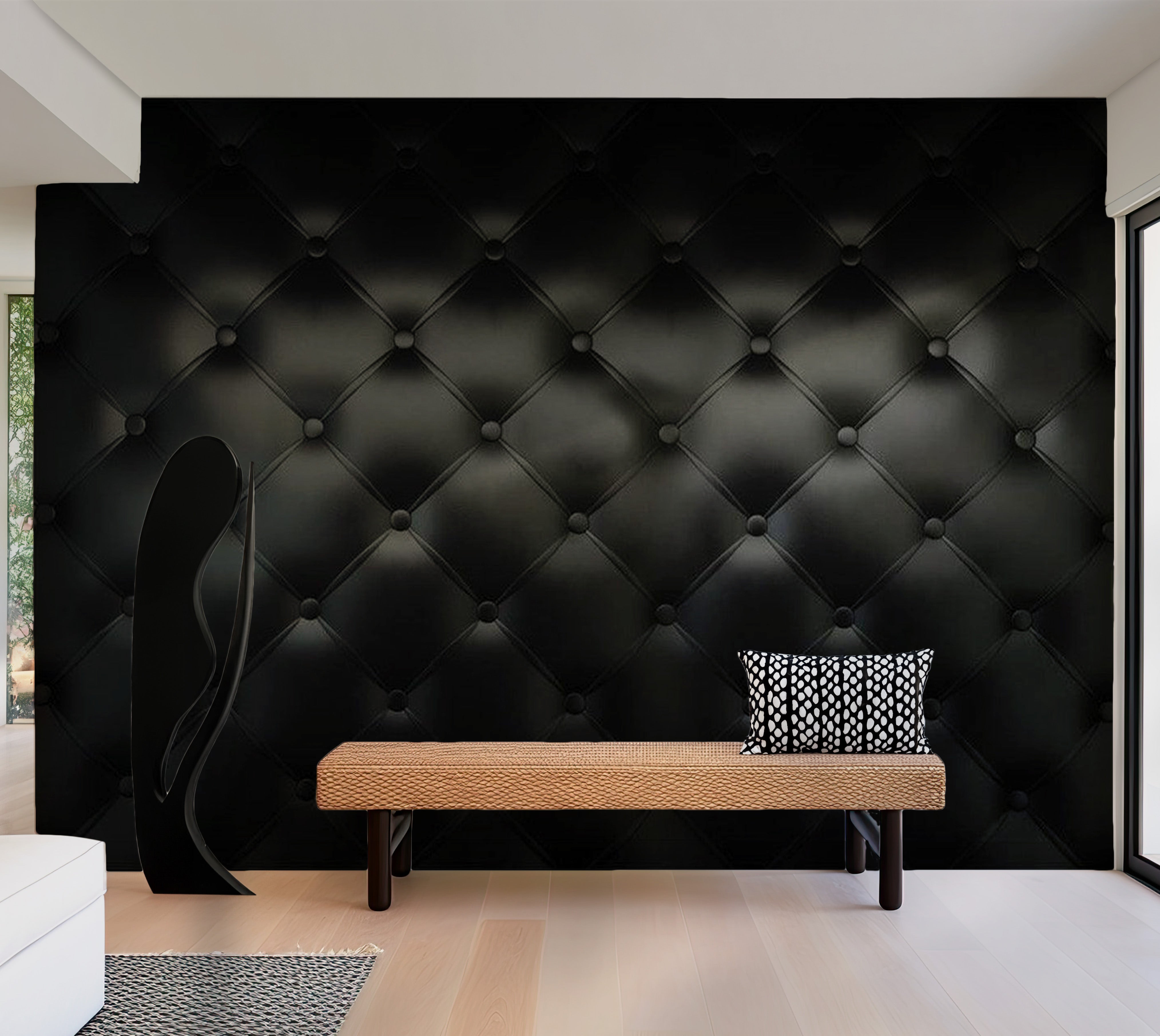 Background & Patterns Wallpaper Wall Mural - Black Chesterfield Pattern 39"Wx27"H