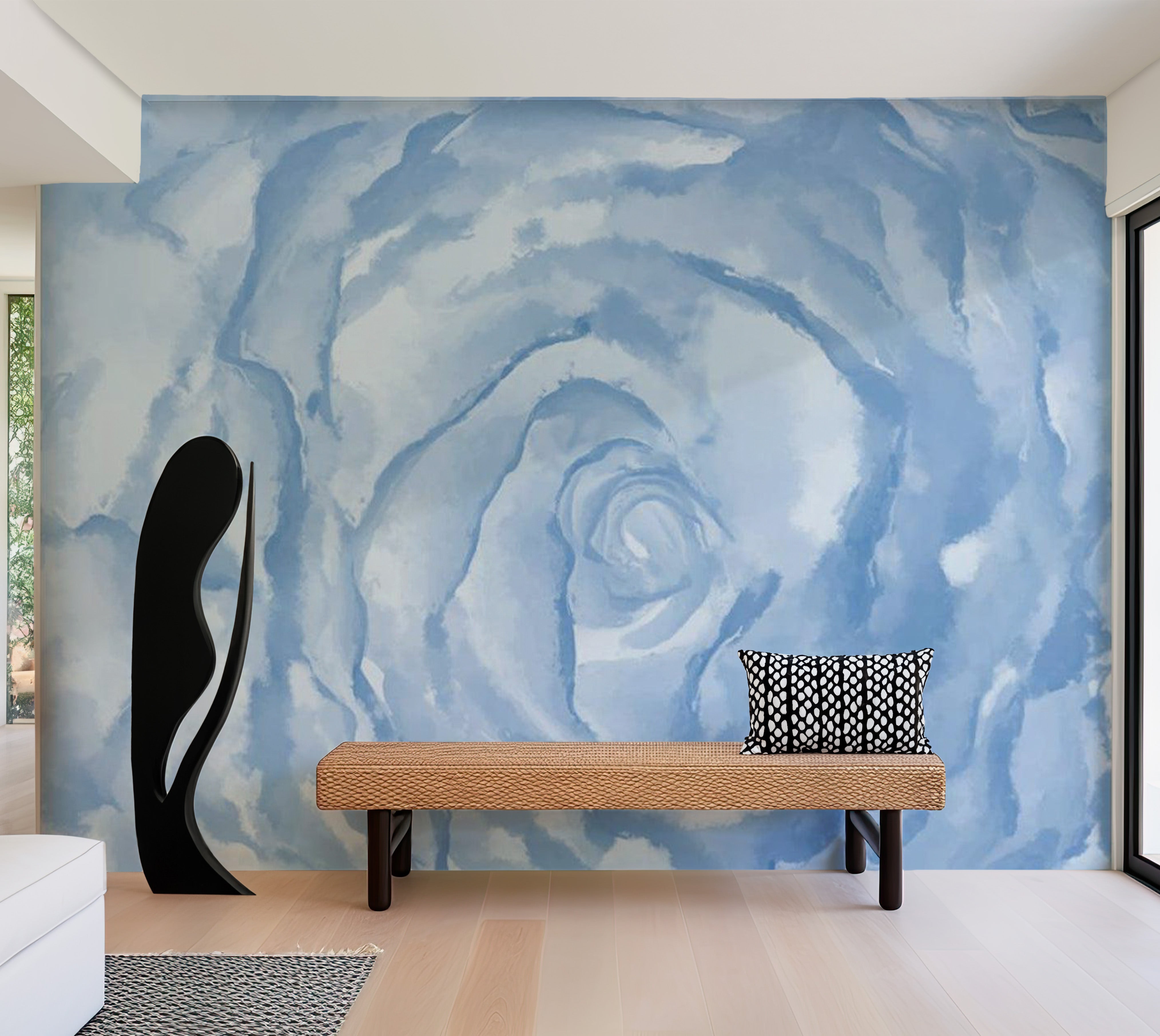 Abstract Wallpaper Wall Mural - Rose Blue 118"Wx90"H