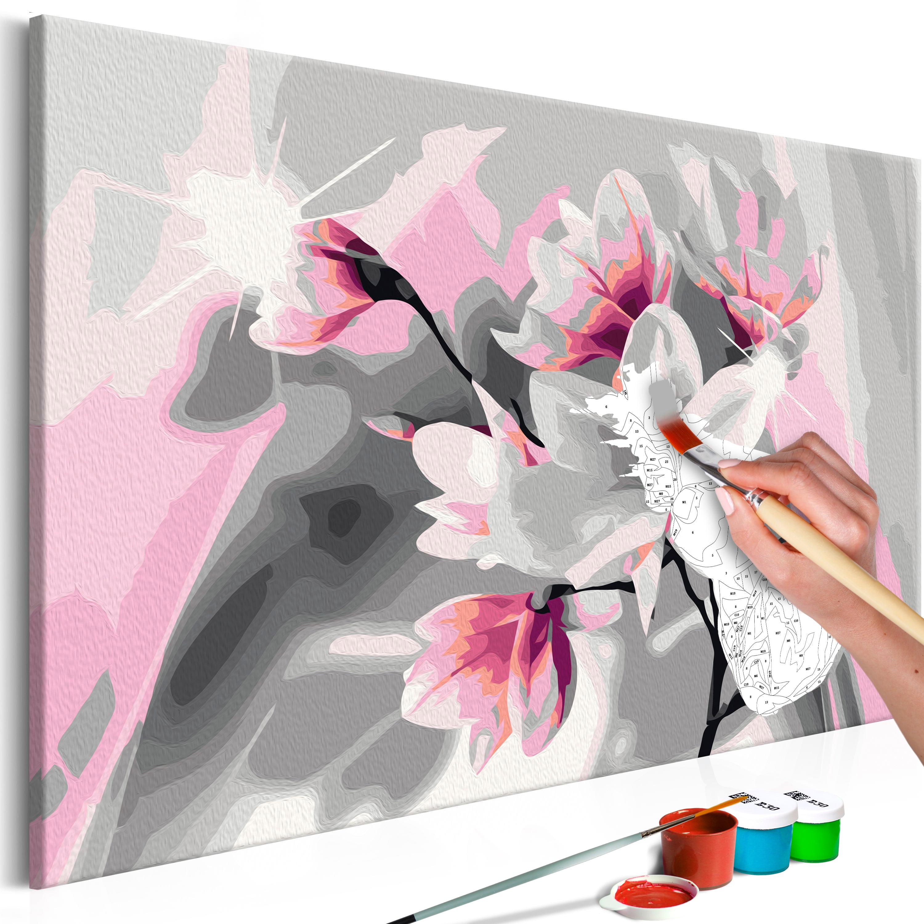 Paint By Numbers Kit - Magnolia On Grey Background