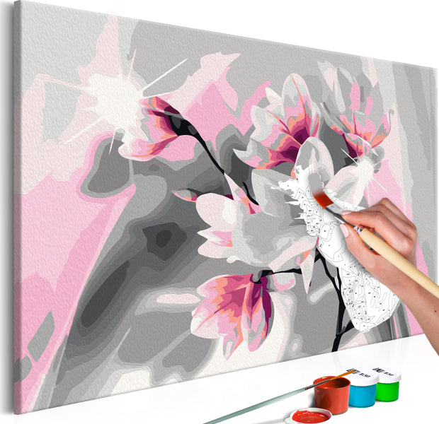 Paint By Numbers Kit - Magnolia On Grey Background