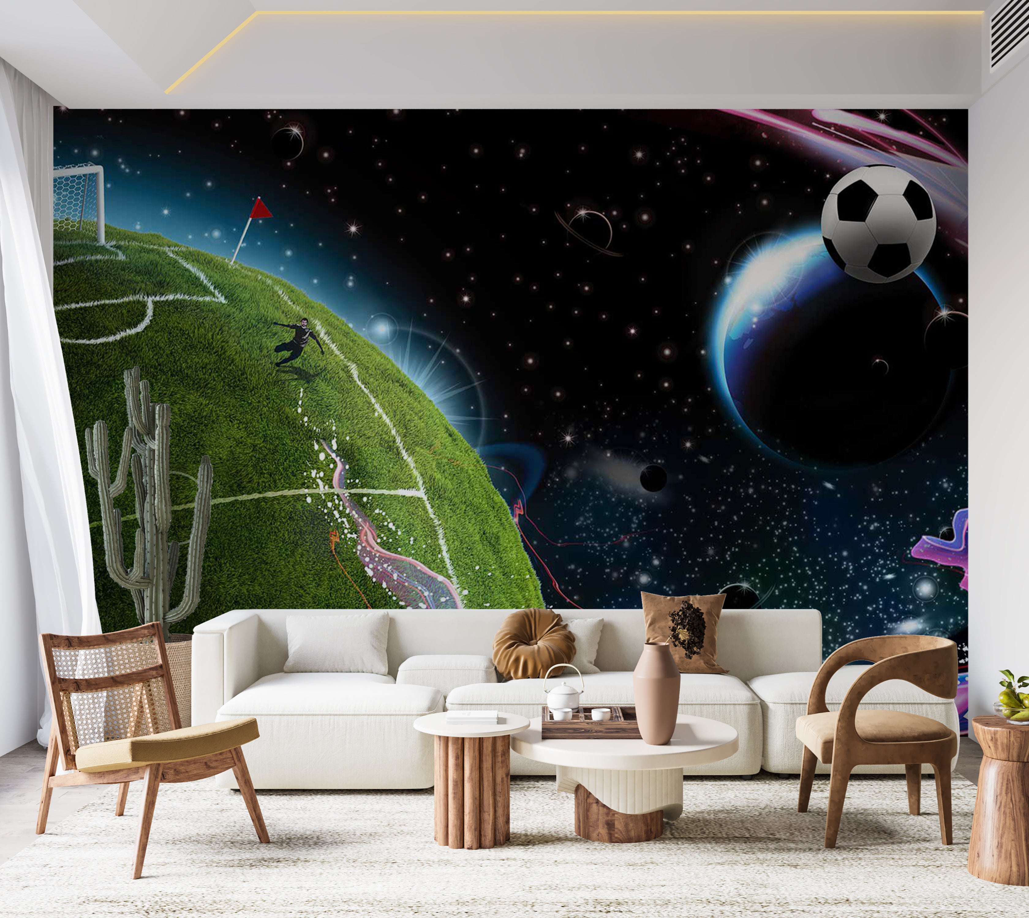 Peel & Stick Sports Wall Mural - Football Space Match 38"Wx27"H