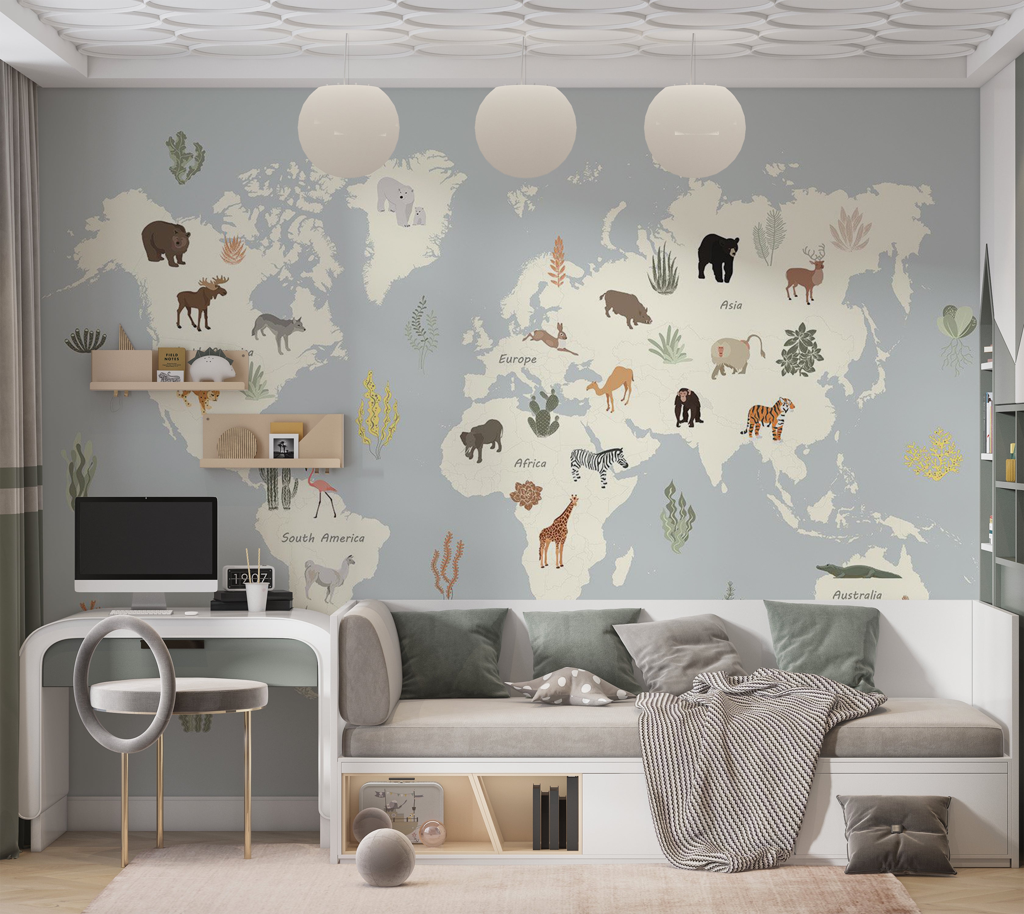 Kids Wallpaper Wall Mural - Pastel Planet 39"Wx27"H / Standard