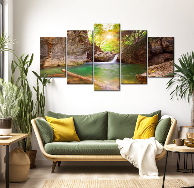 Stretched Canvas Landscape Art - A Crystal Clean Lake 40"Wx20"H