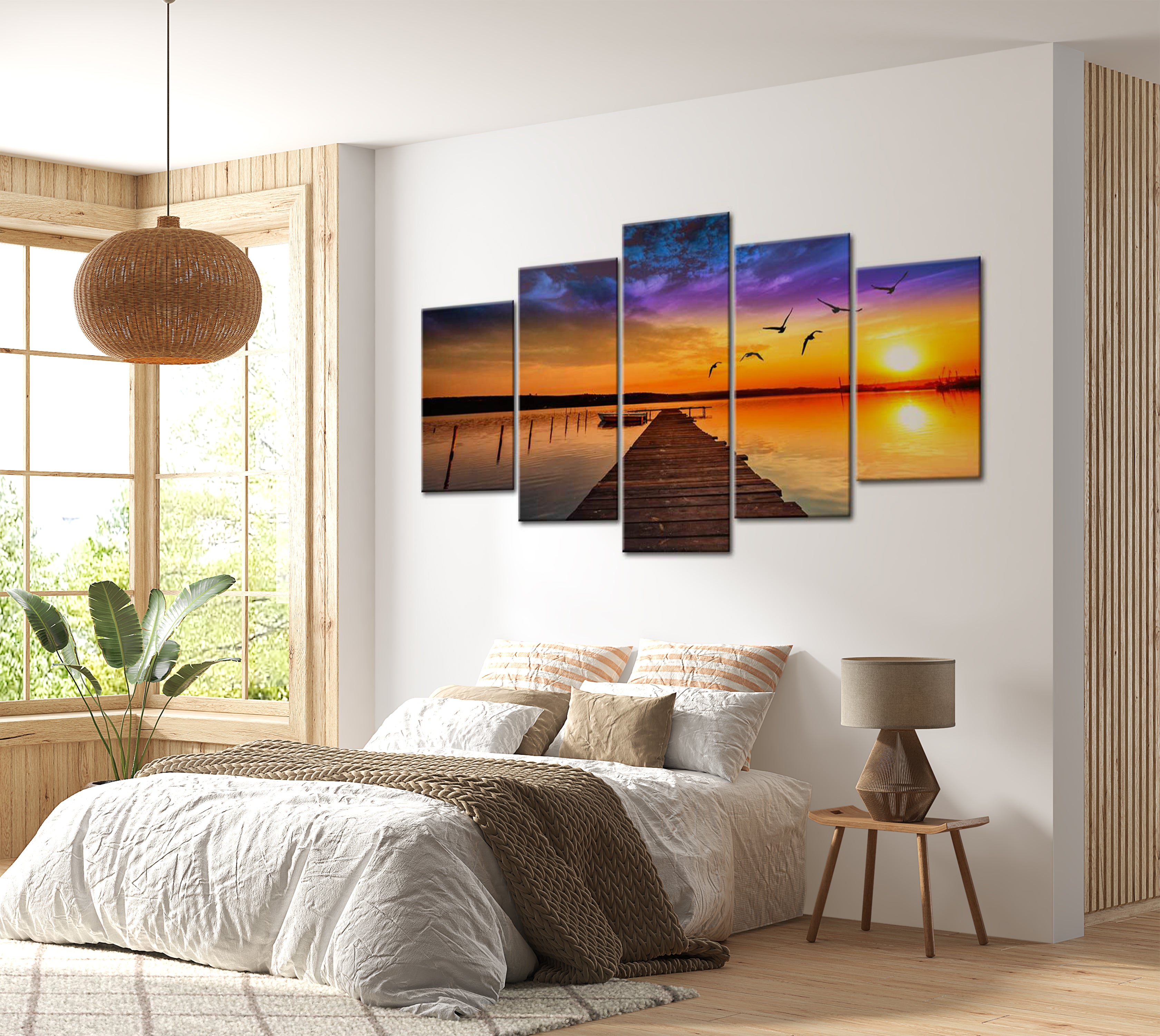 Stretched Canvas Landscape Art - Romantic Lake 40"Wx20"H