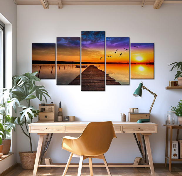 Stretched Canvas Landscape Art - Romantic Lake 40"Wx20"H