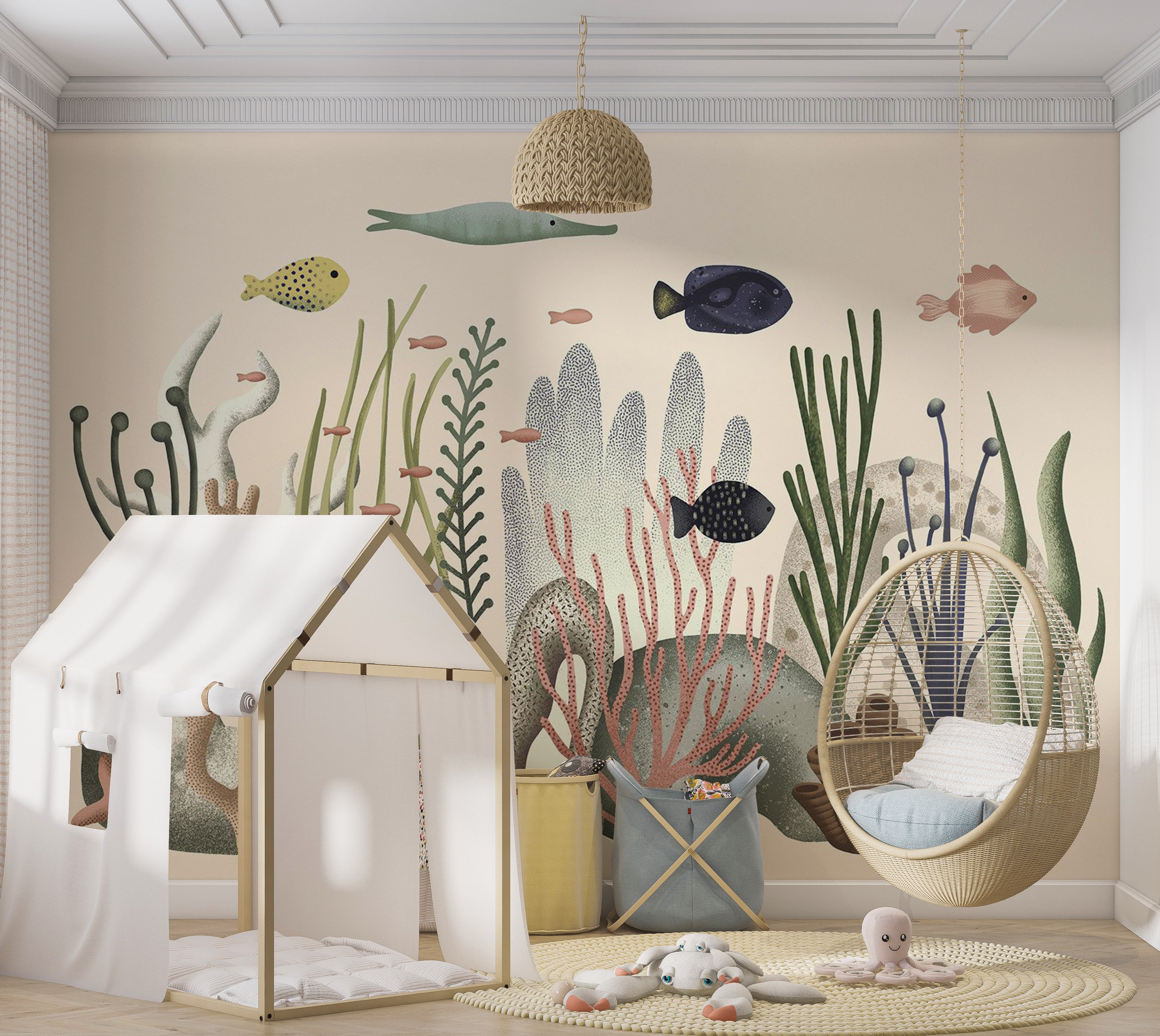 Peel & Stick Kids Wall Mural - Underwater World 38"Wx27"H