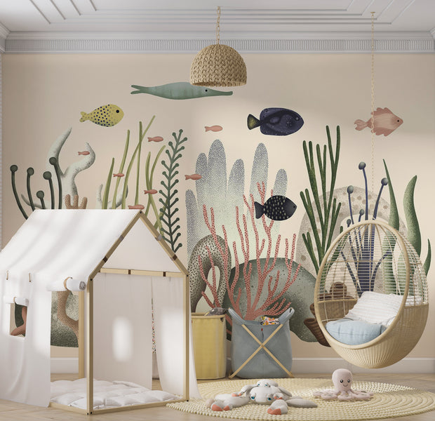 Peel & Stick Kids Wall Mural - Underwater World 38"Wx27"H