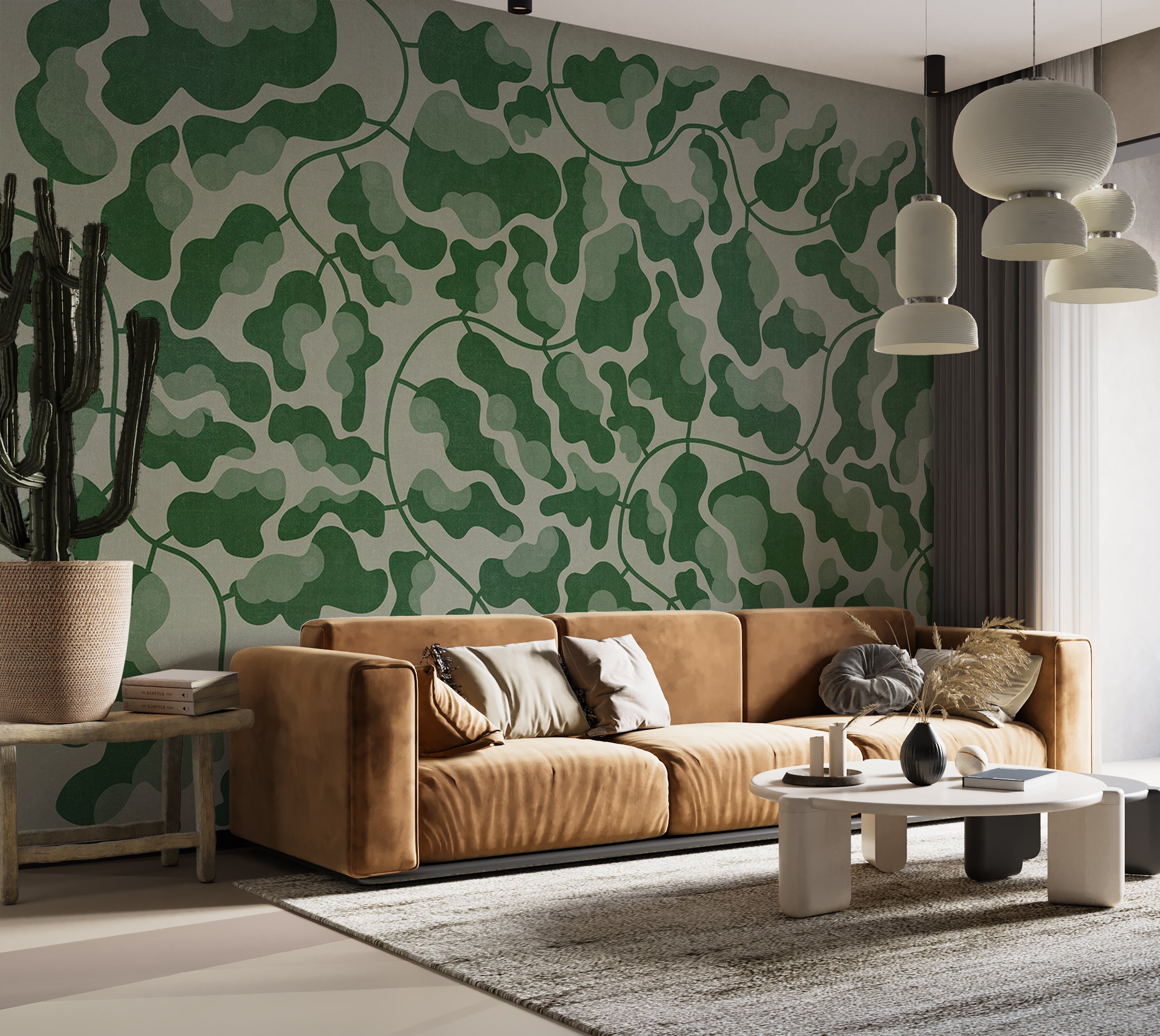 Peel & Stick Botanical Wall Mural - Green Labyrinth 38"Wx27"H