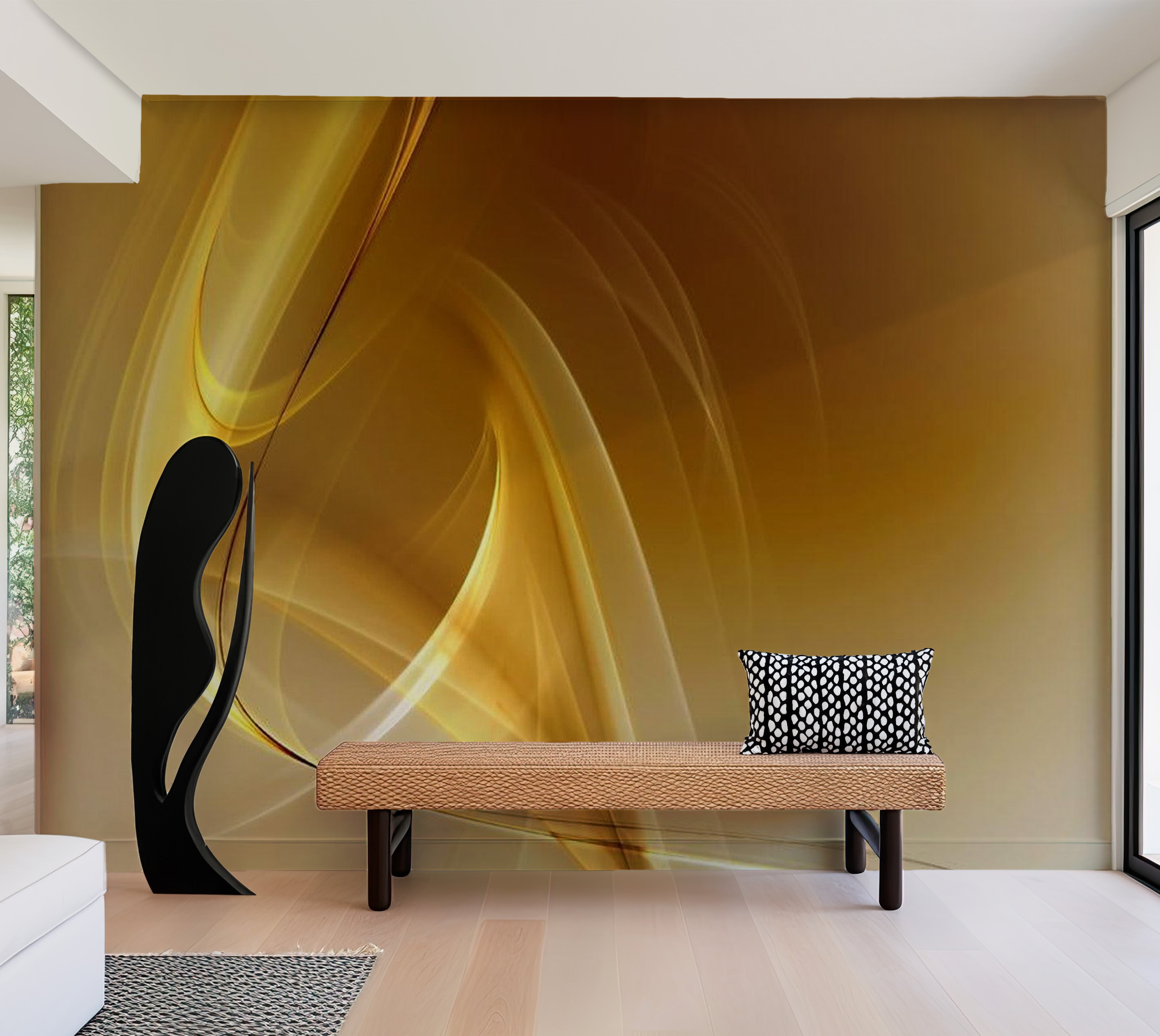 Abstract Wallpaper Wall Mural - Gold Fractal Background 118"Wx90"H