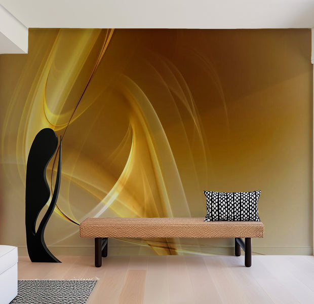 Abstract Wallpaper Wall Mural - Gold Fractal Background 118"Wx90"H