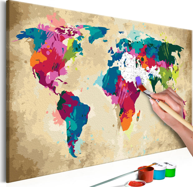 Paint By Numbers Kit - World Map Colorful