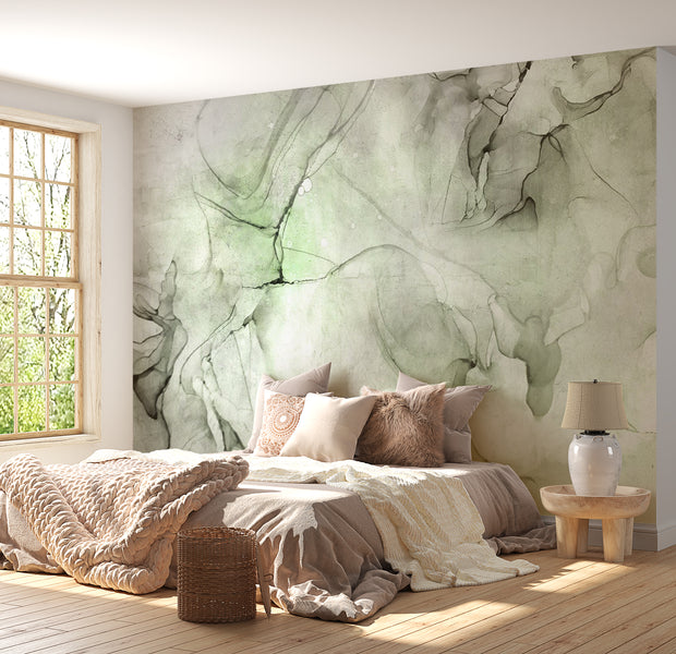 Surface Texture Wallpaper Wall Mural - Green Black Ink 39"Wx27"H / Standard