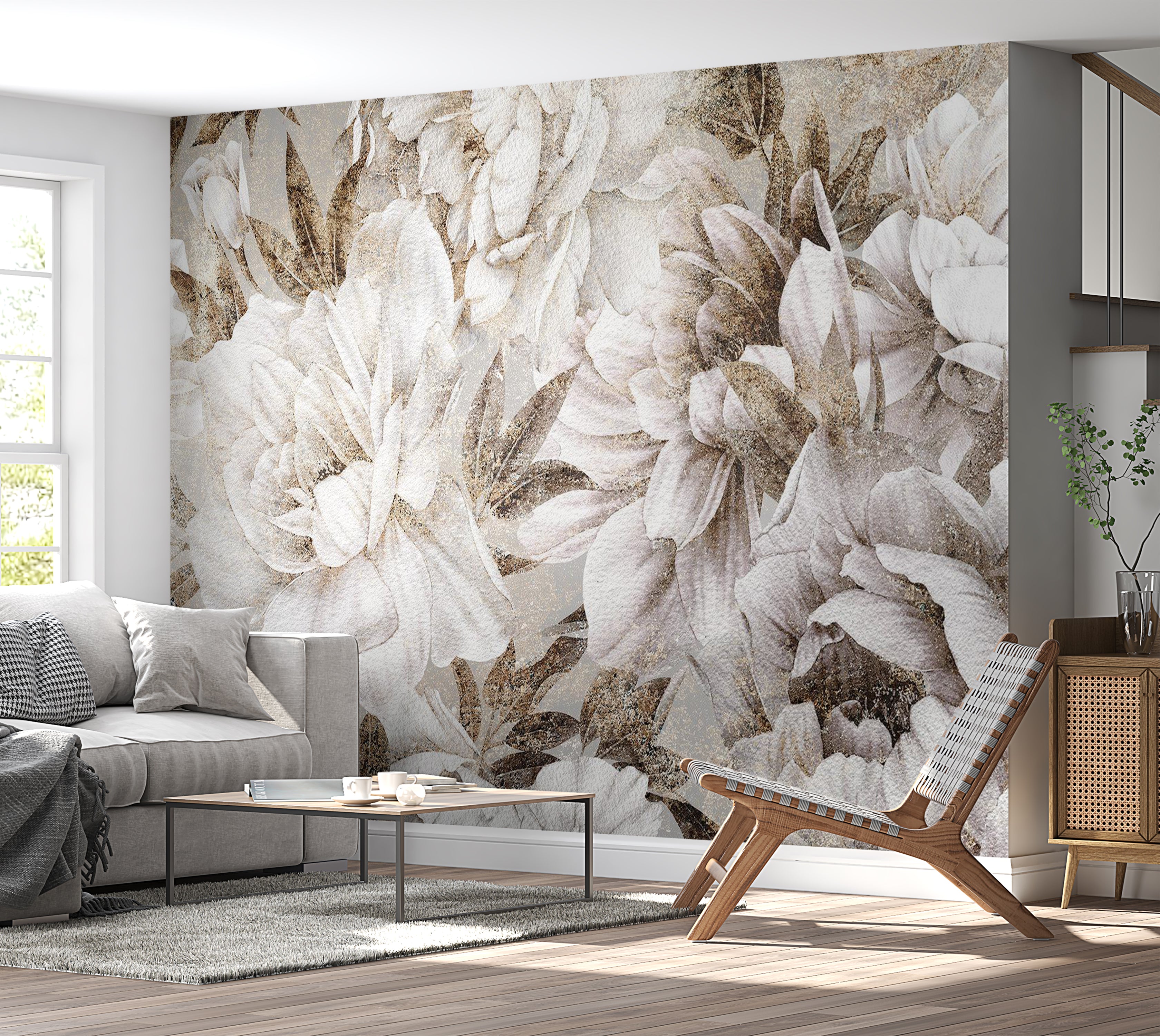 Floral Wallpaper Wall Mural - Vintage Blooming 39"Wx27"H / Standard