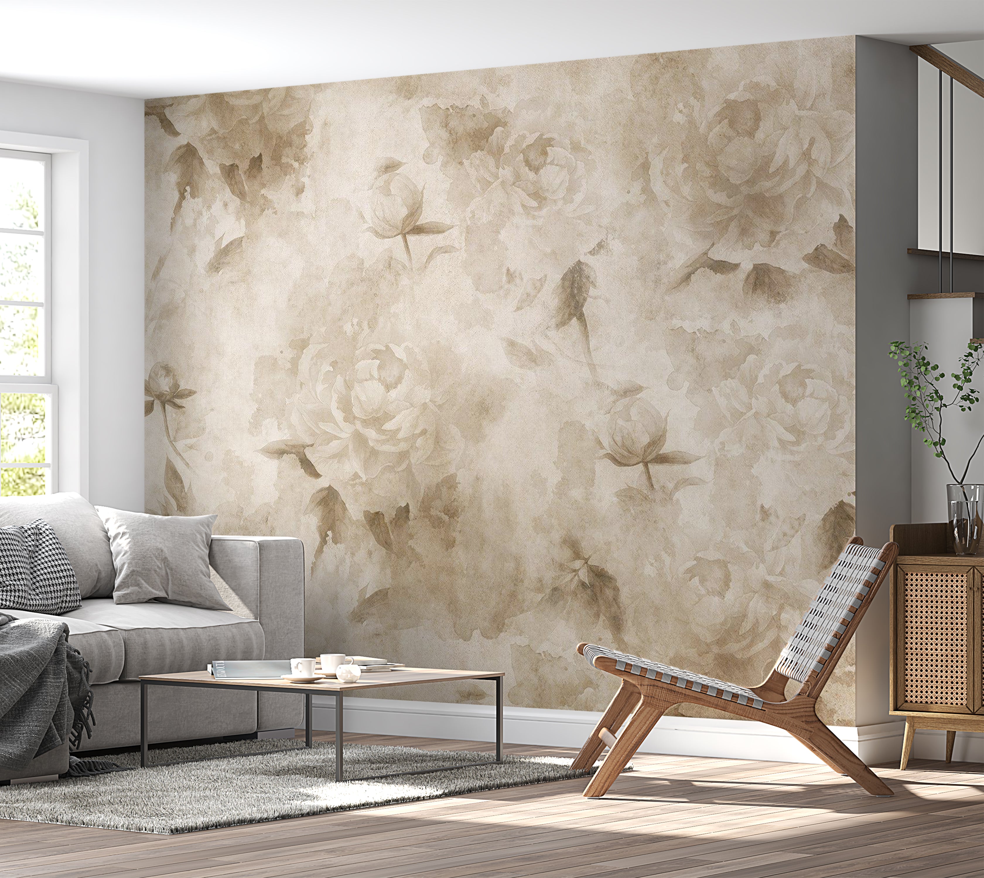 Floral Wallpaper Wall Mural - Vintage Nature 39"Wx27"H / Standard