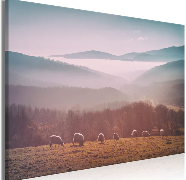 Landscape Canvas Wall Art - Sheep Grazing Grass