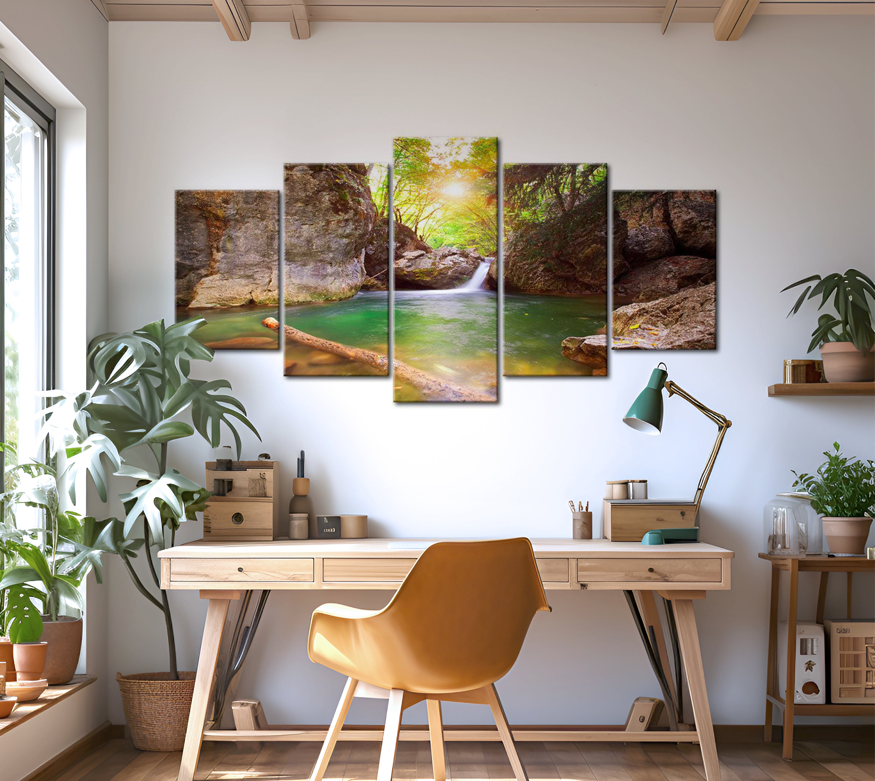 Stretched Canvas Landscape Art - A Crystal Clean Lake 40"Wx20"H