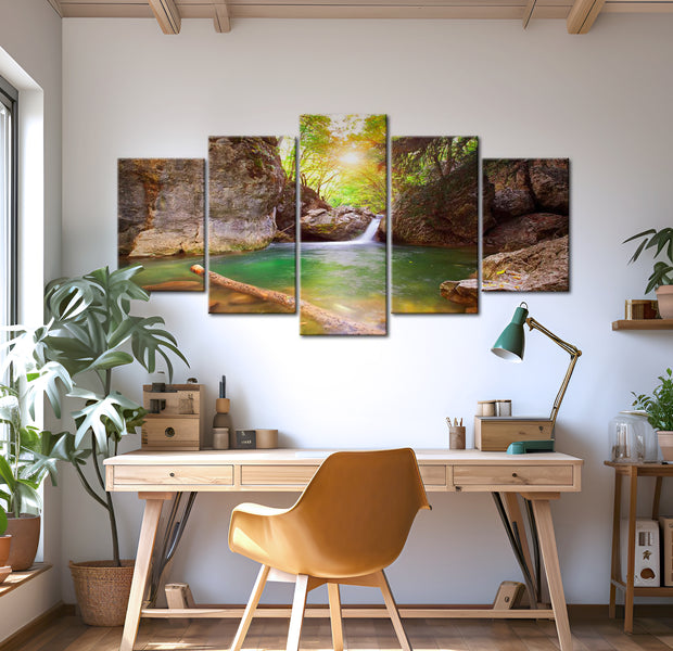 Stretched Canvas Landscape Art - A Crystal Clean Lake 40"Wx20"H