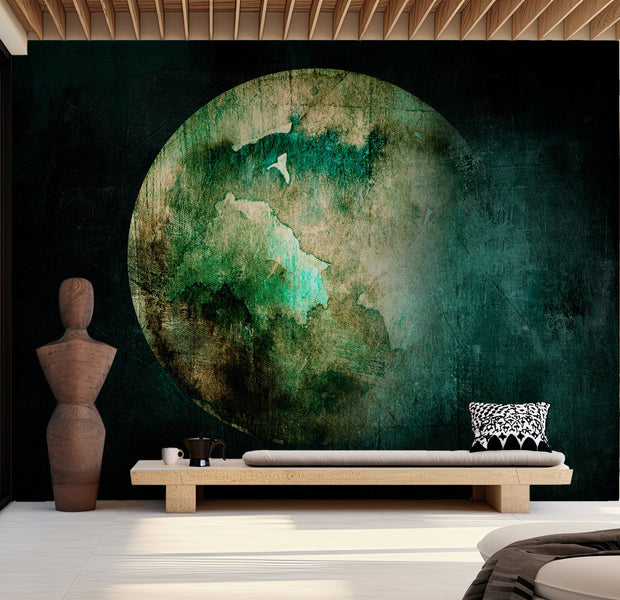 Abstract Wallpaper Wall Mural - Green Planet Impression 39"Wx27"H / Standard