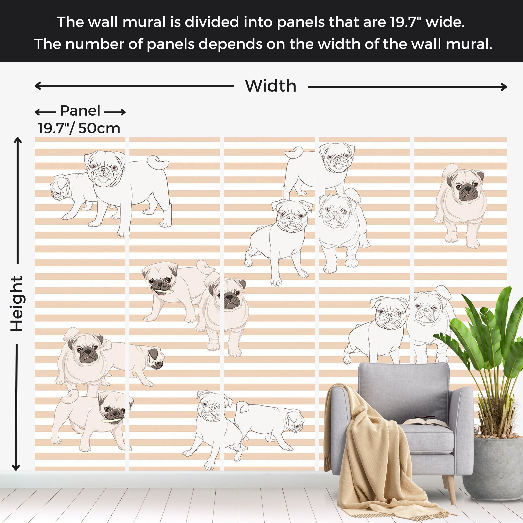 Kids Wallpaper Wall Mural - Playful Dogs 39"Wx27"H / Standard