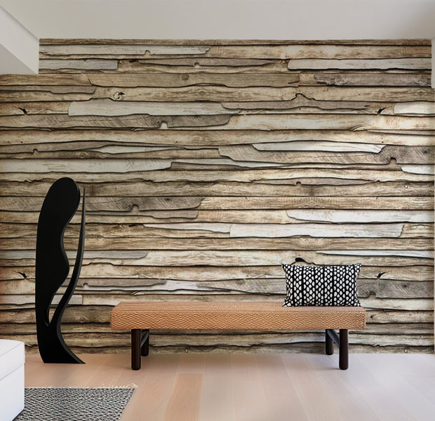 Background & Patterns Wallpaper Wall Mural - Wooden Puzzle 39"Wx27"H