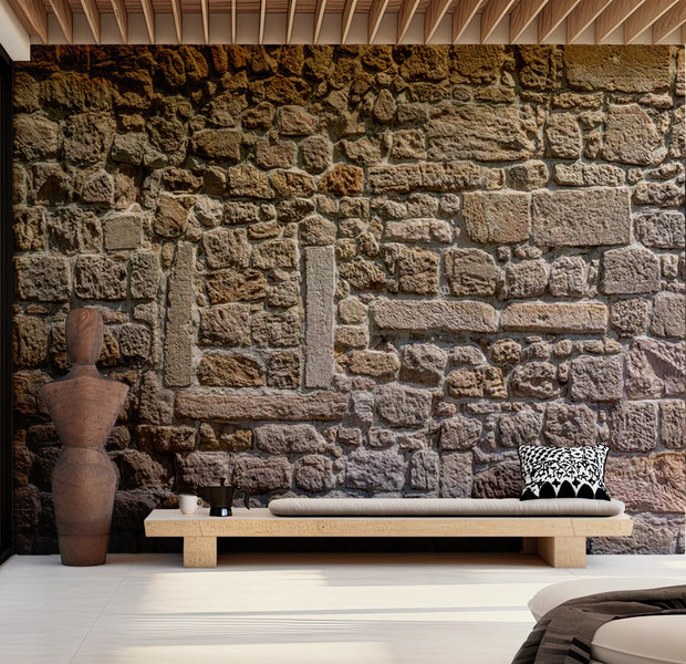 Background & Patterns Wallpaper Wall Mural - Wall From Stones 39"Wx27"H