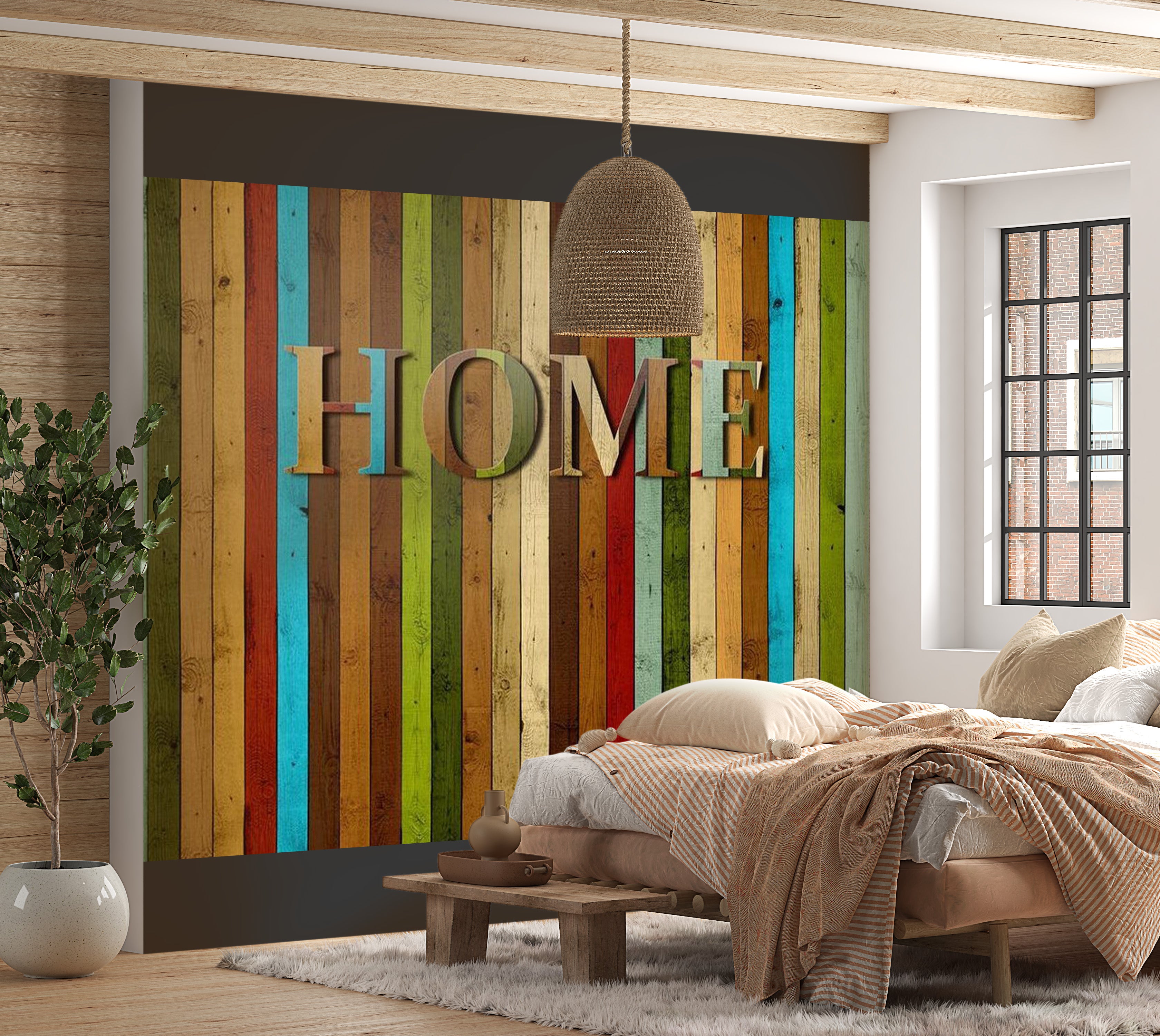 Background & Patterns Wallpaper Wall Mural - Home Mixed Wooden Planks 118"Wx90"H