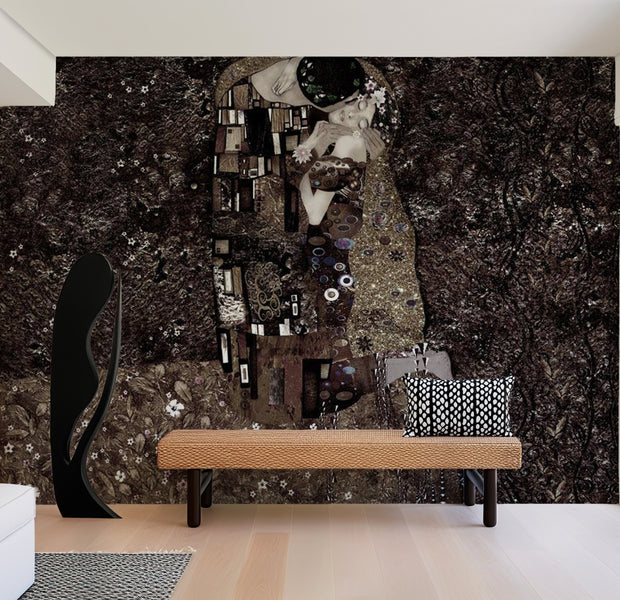 Abstract Wallpaper Wall Mural - Klimt Inspiration Image Of Love 01 39"Wx27"H